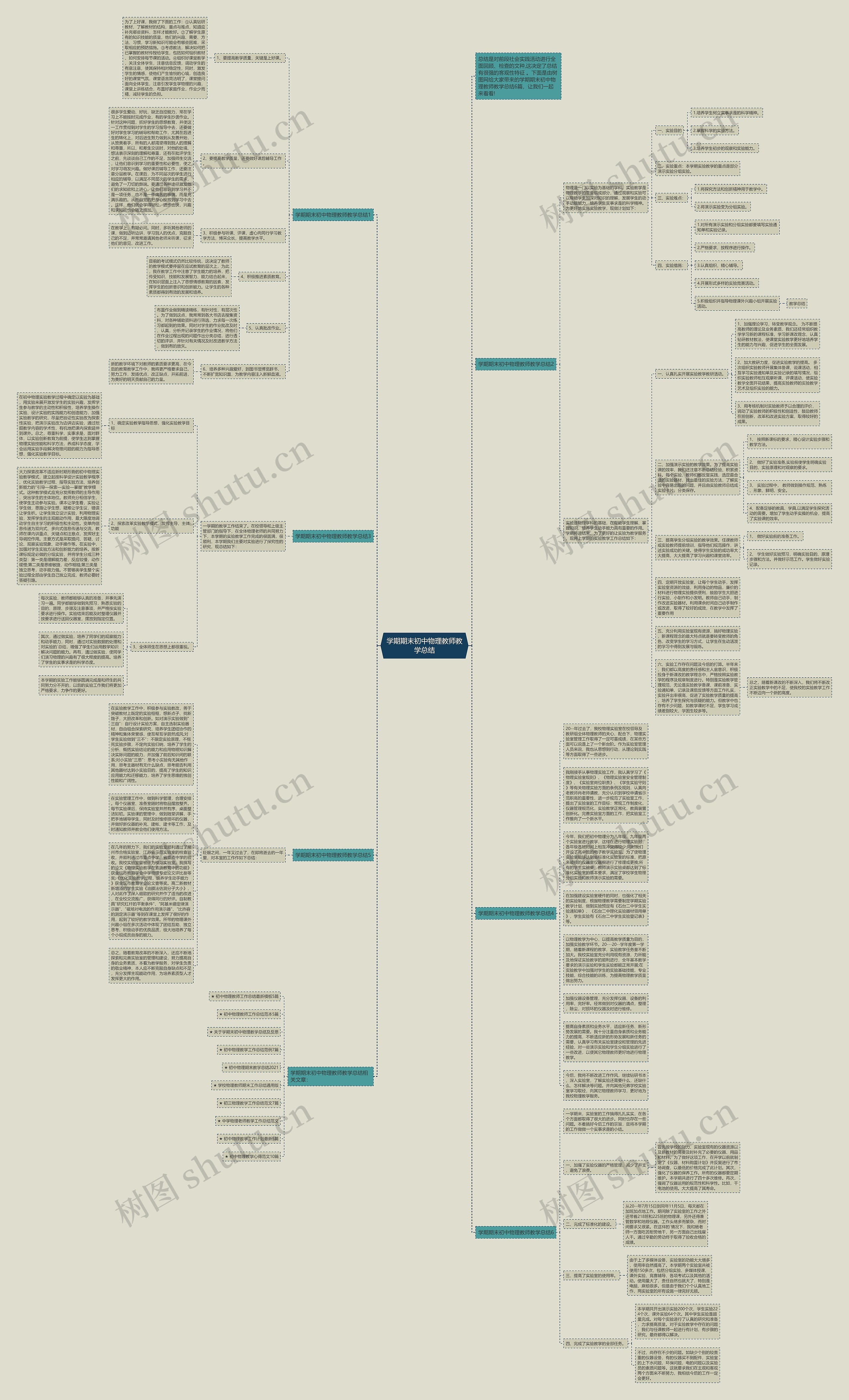 学期期末初中物理教师教学总结思维导图