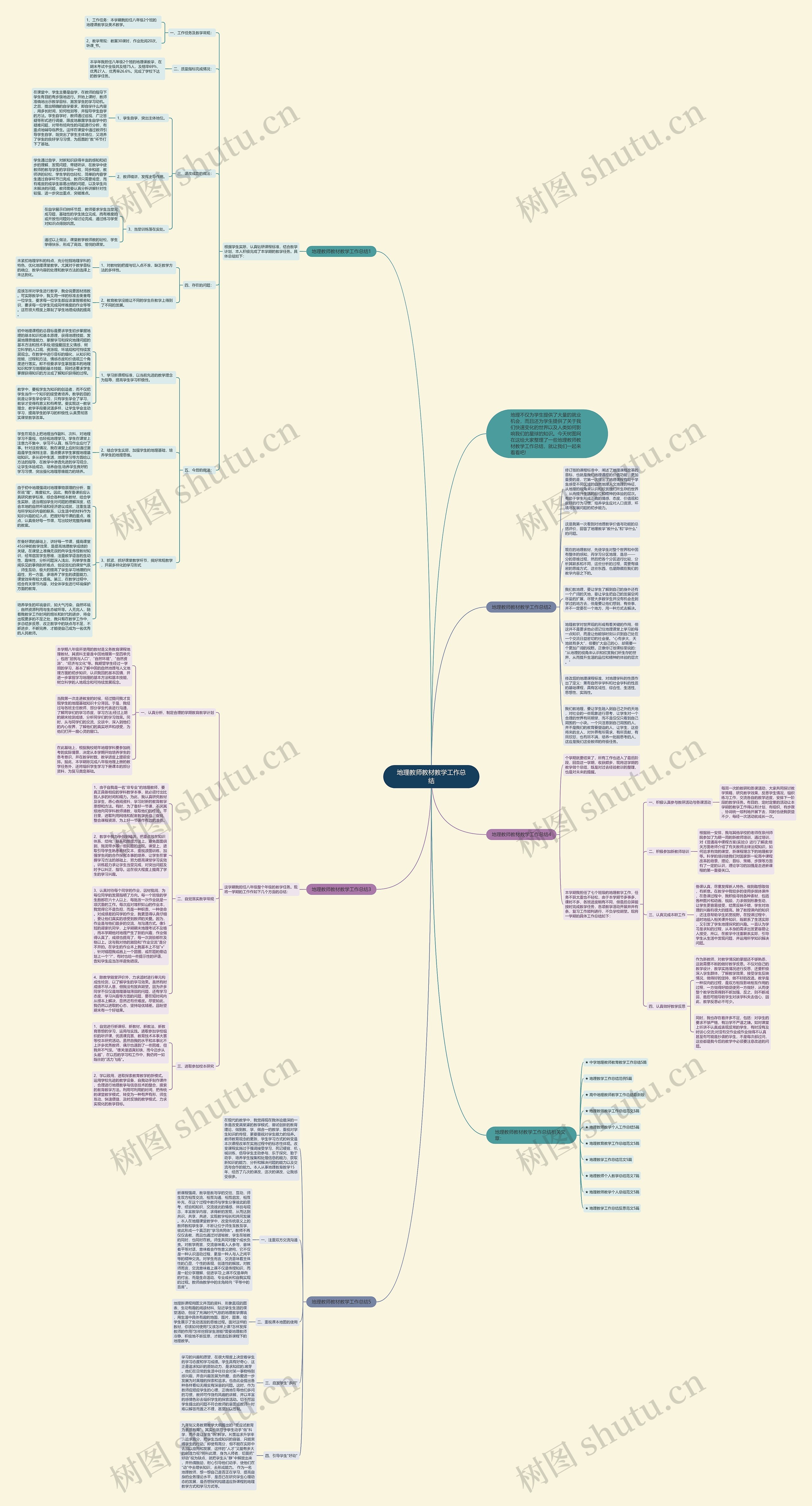 地理教师教材教学工作总结思维导图