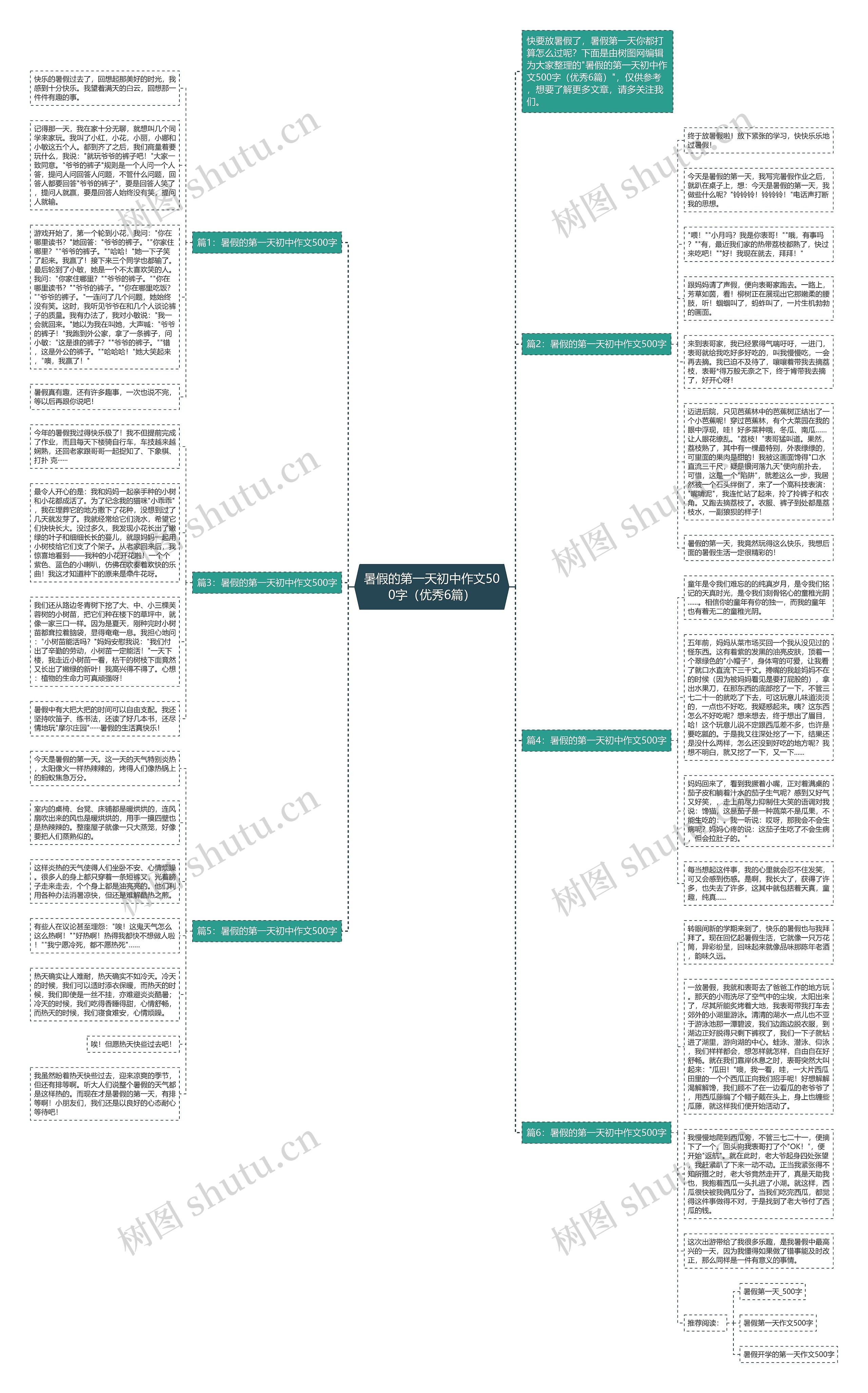 暑假的第一天初中作文500字（优秀6篇）思维导图