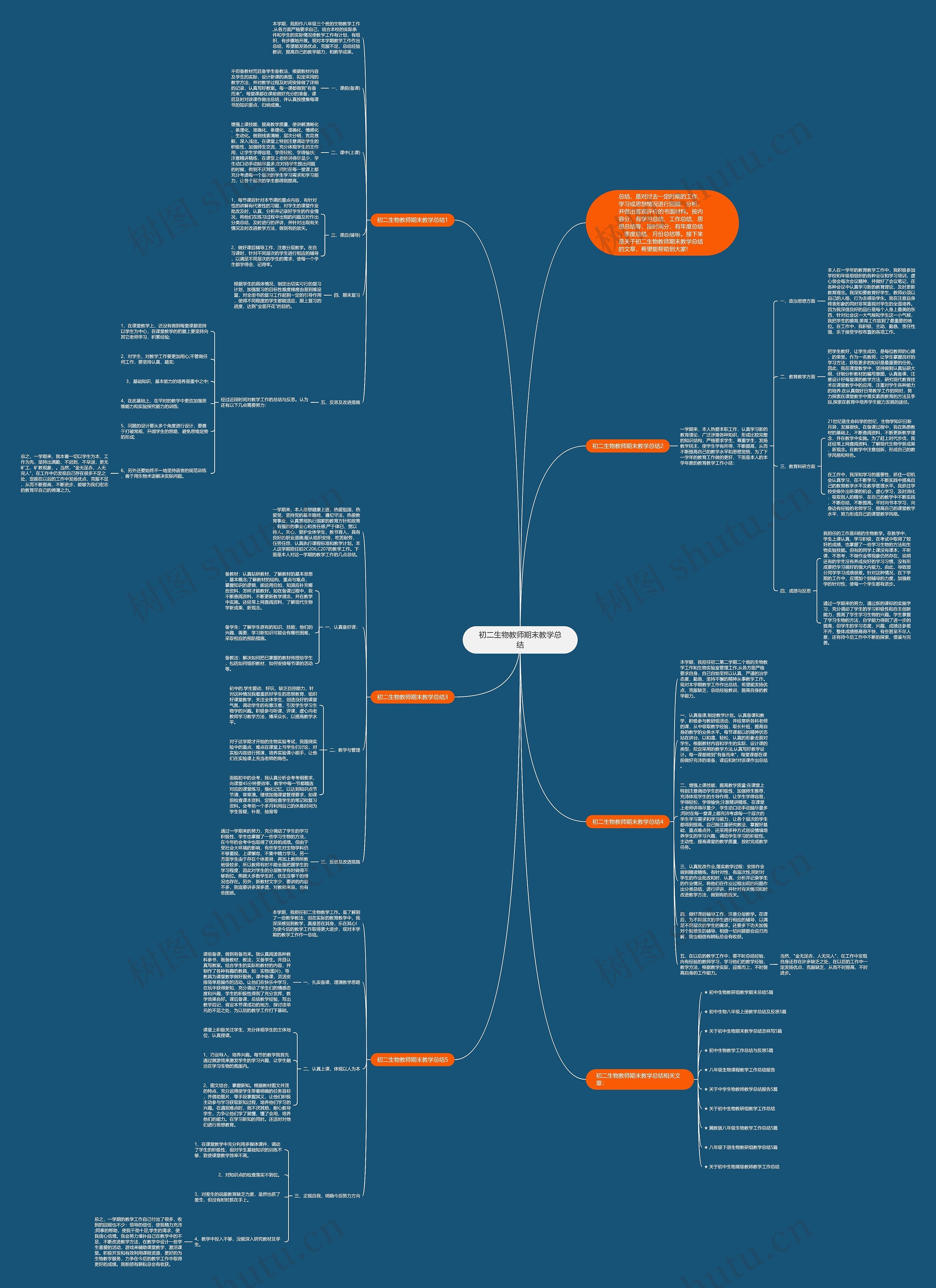 初二生物教师期末教学总结思维导图