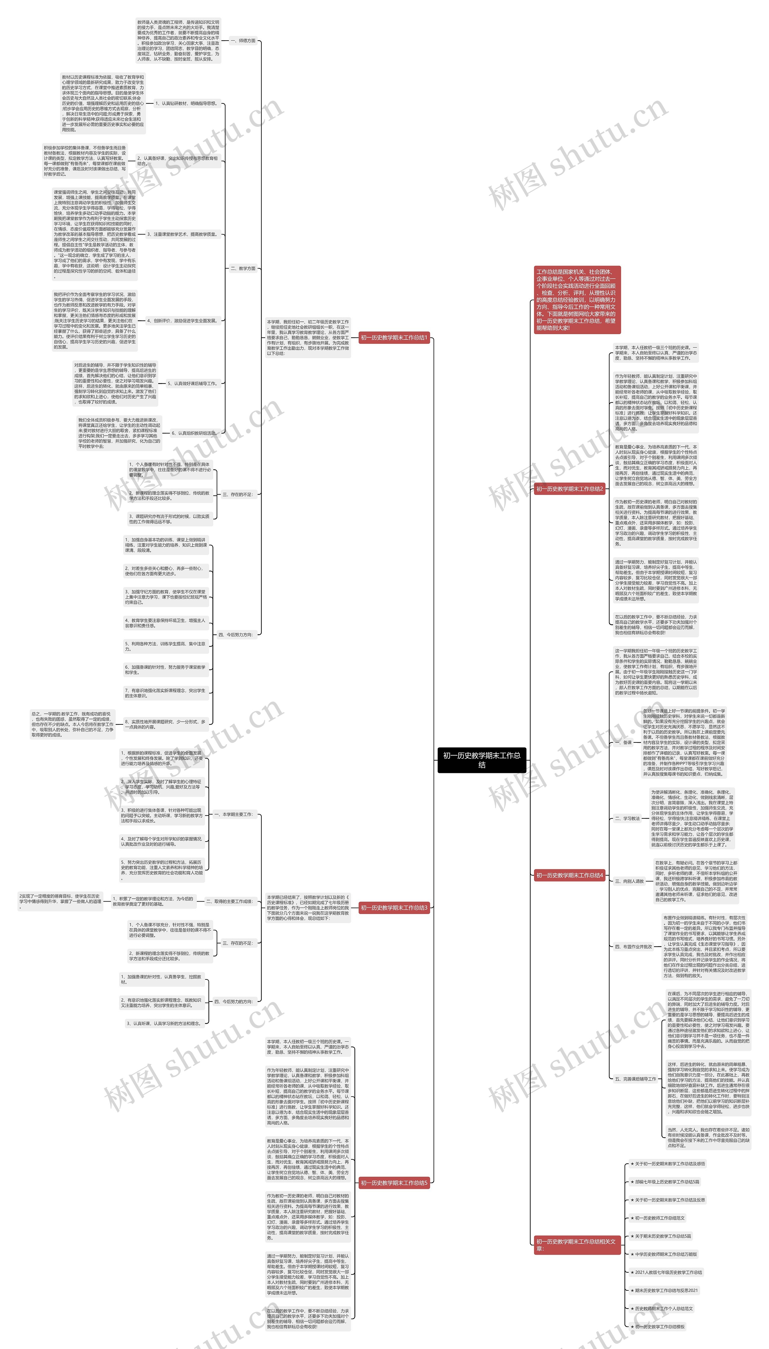 初一历史教学期末工作总结思维导图