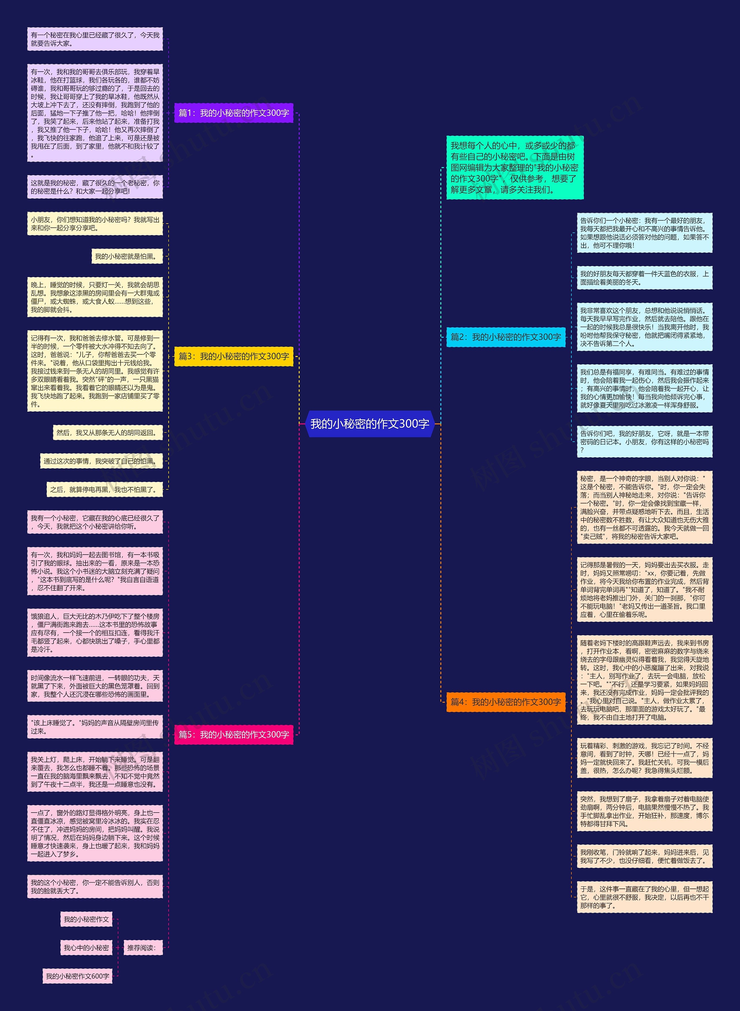 我的小秘密的作文300字思维导图