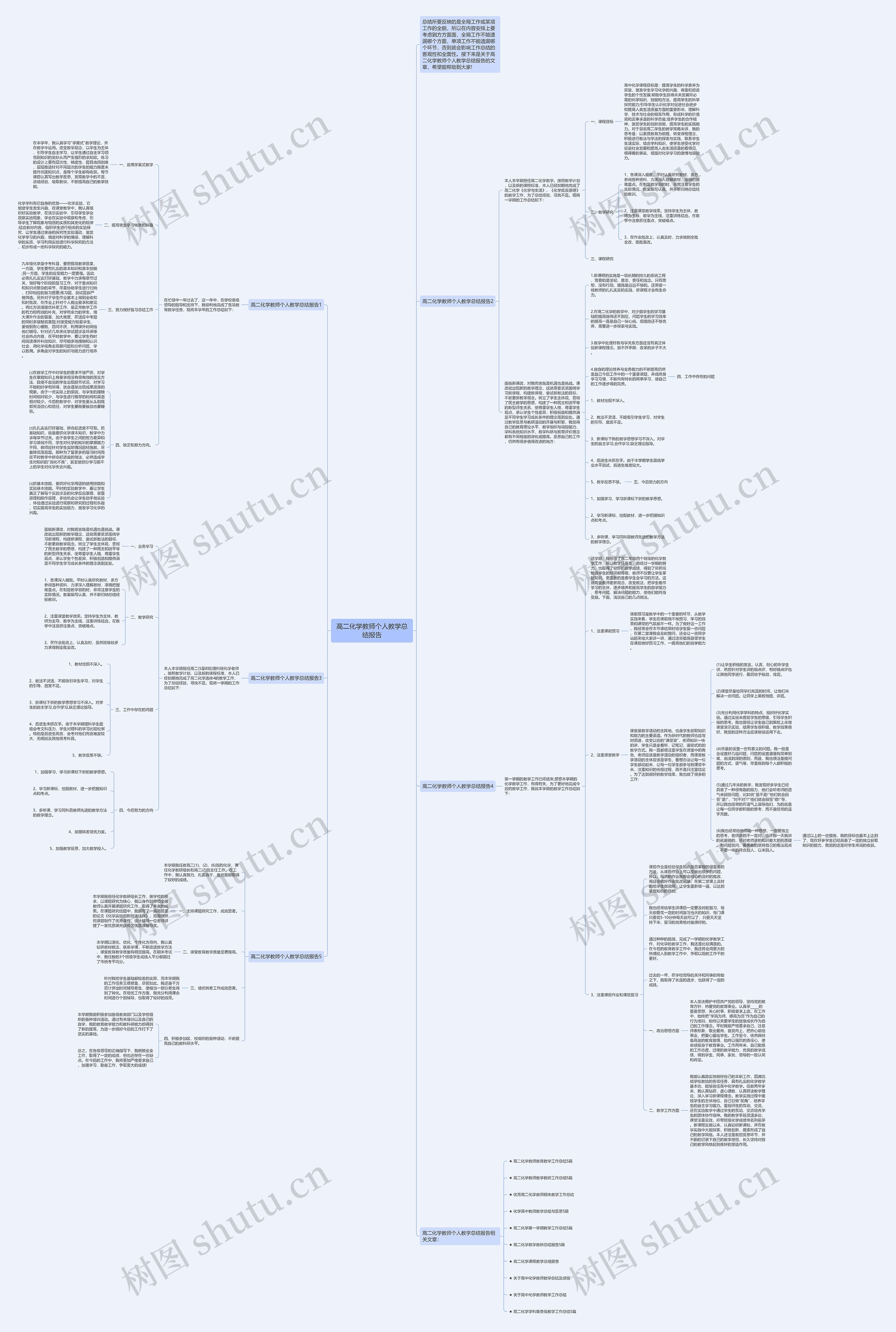 高二化学教师个人教学总结报告思维导图