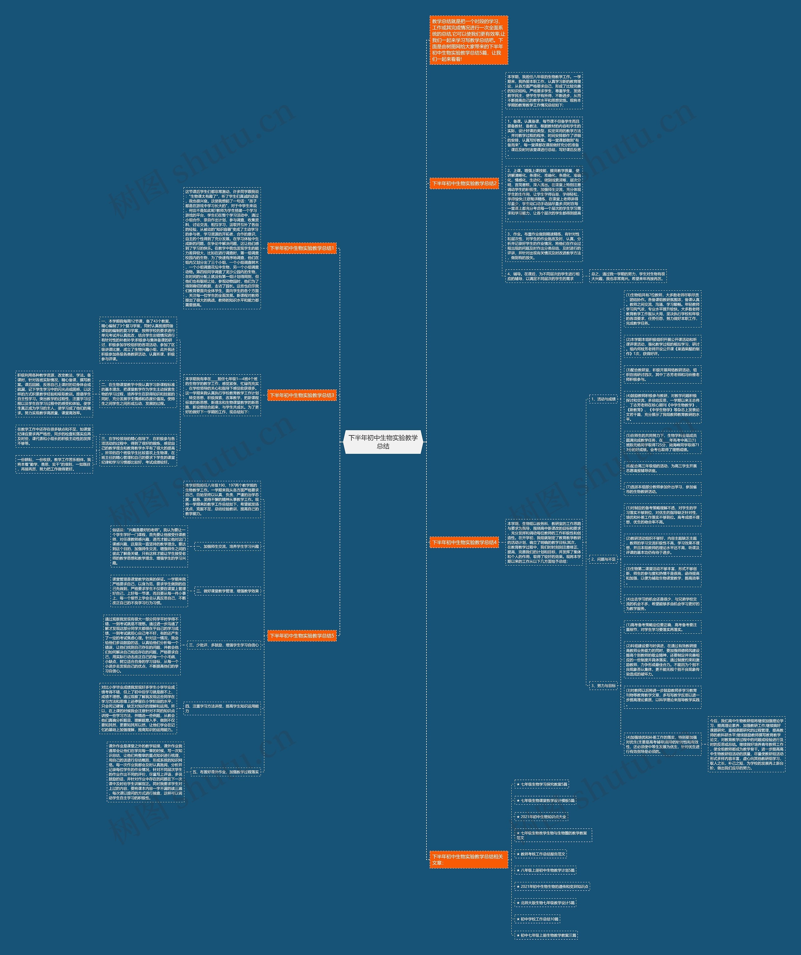 下半年初中生物实验教学总结思维导图