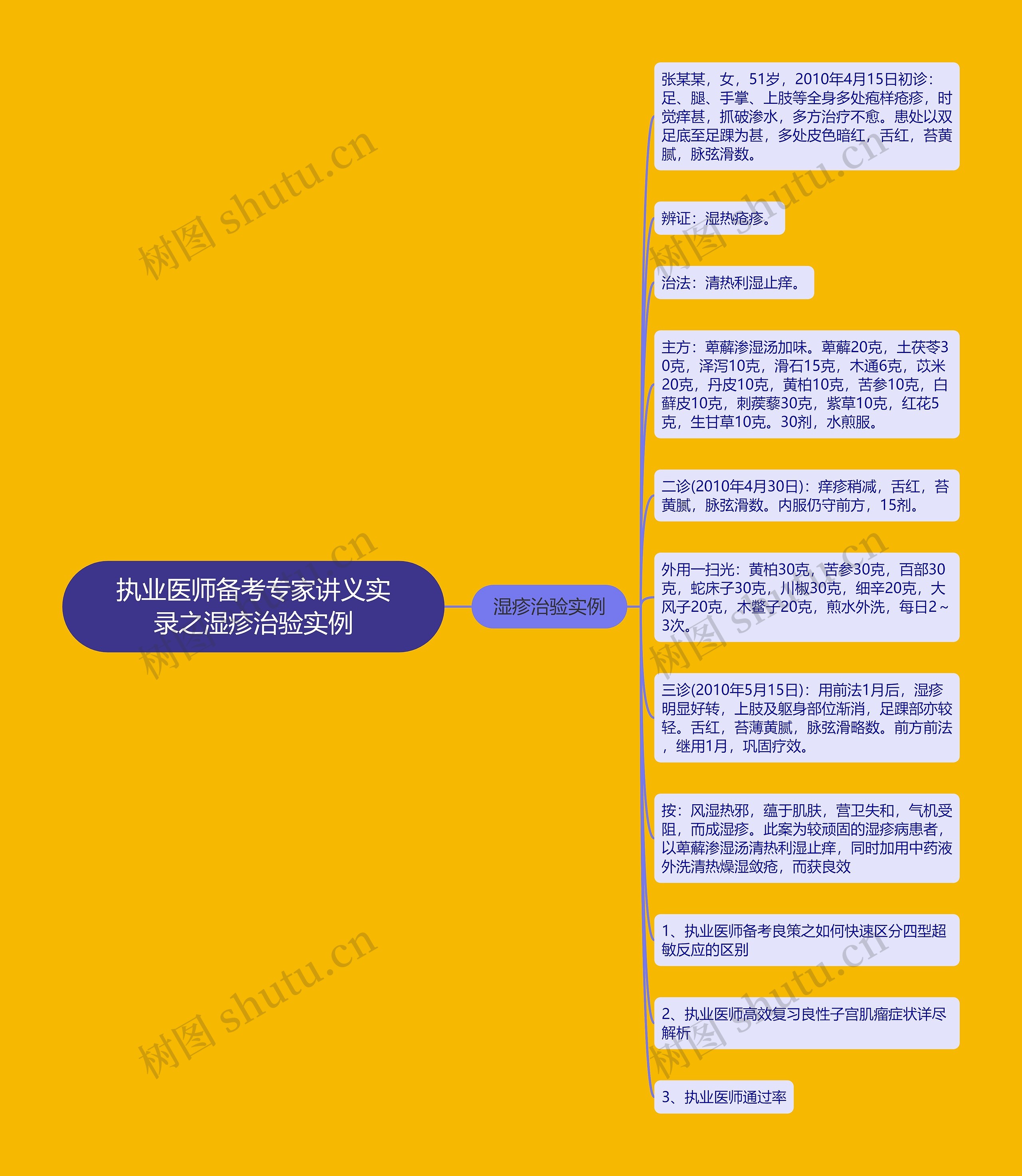 执业医师备考专家讲义实录之湿疹治验实例思维导图