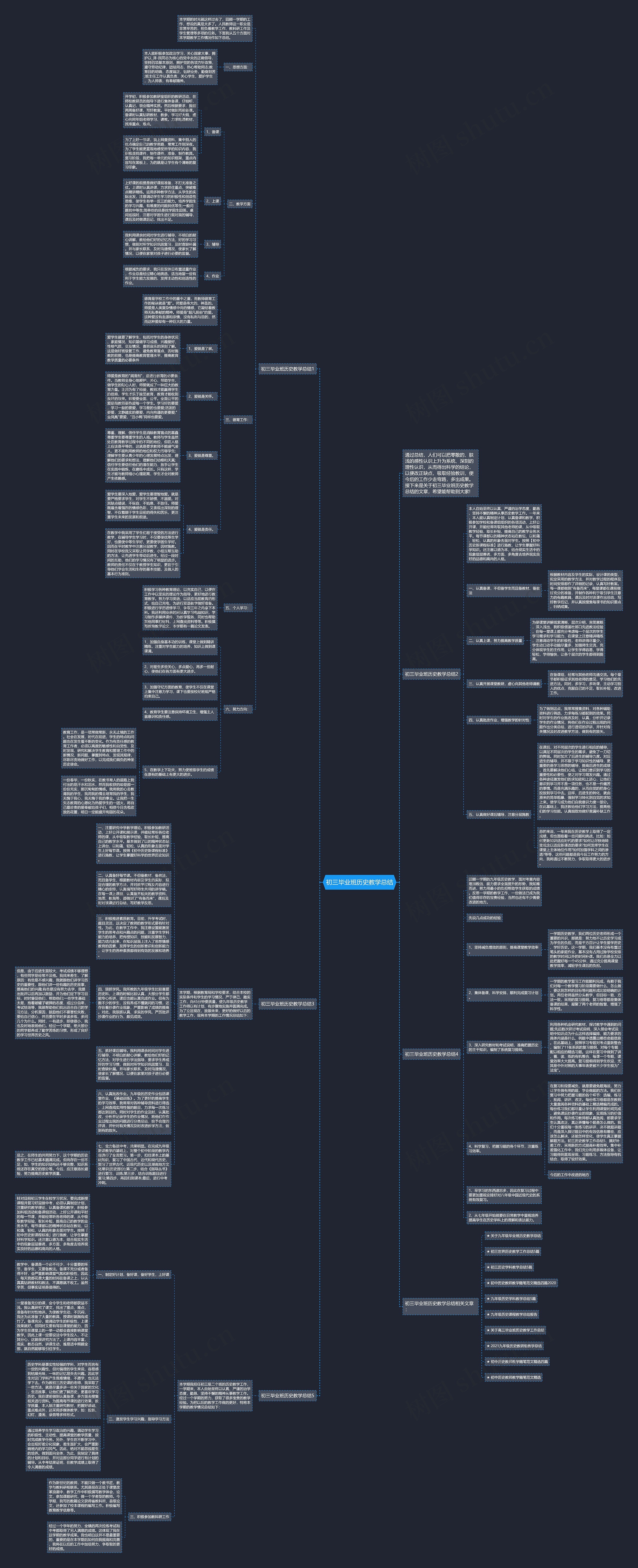 初三毕业班历史教学总结思维导图