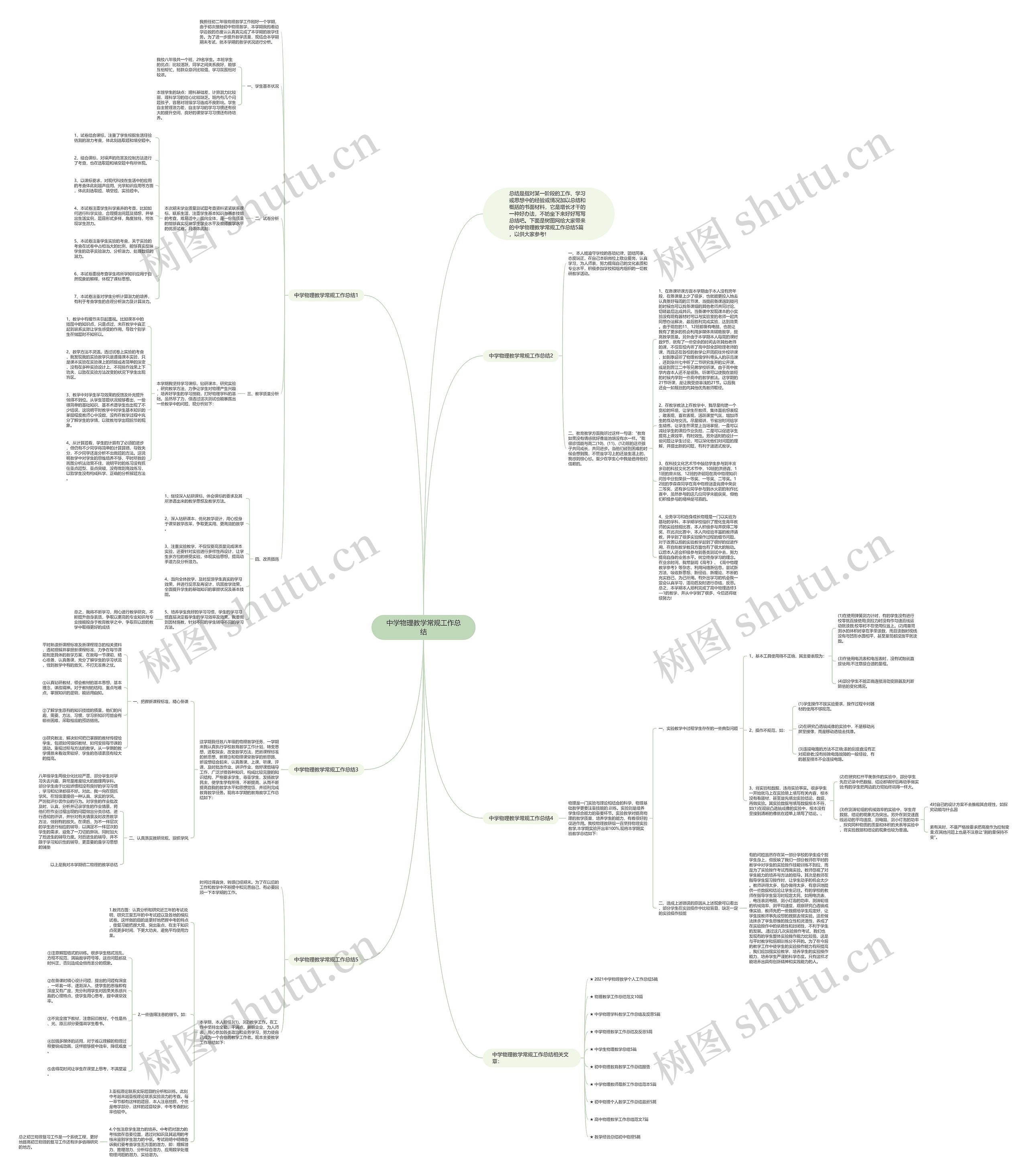 中学物理教学常规工作总结思维导图