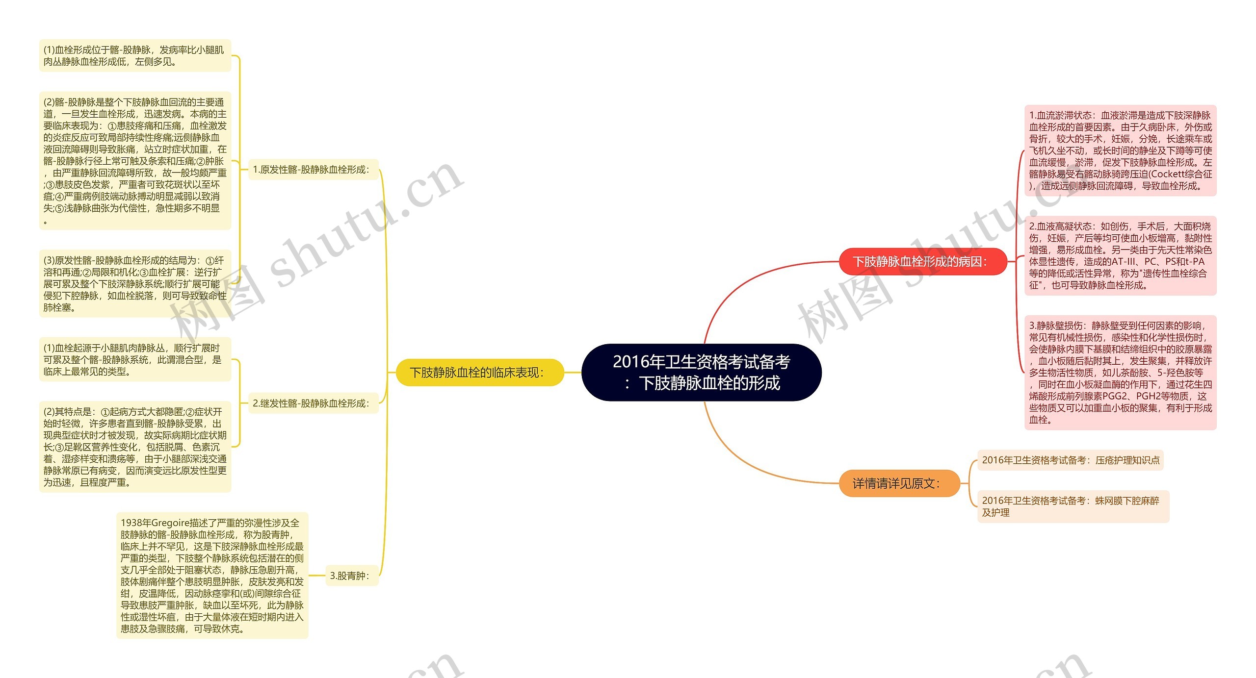 2016年卫生资格考试备考：下肢静脉血栓的形成思维导图