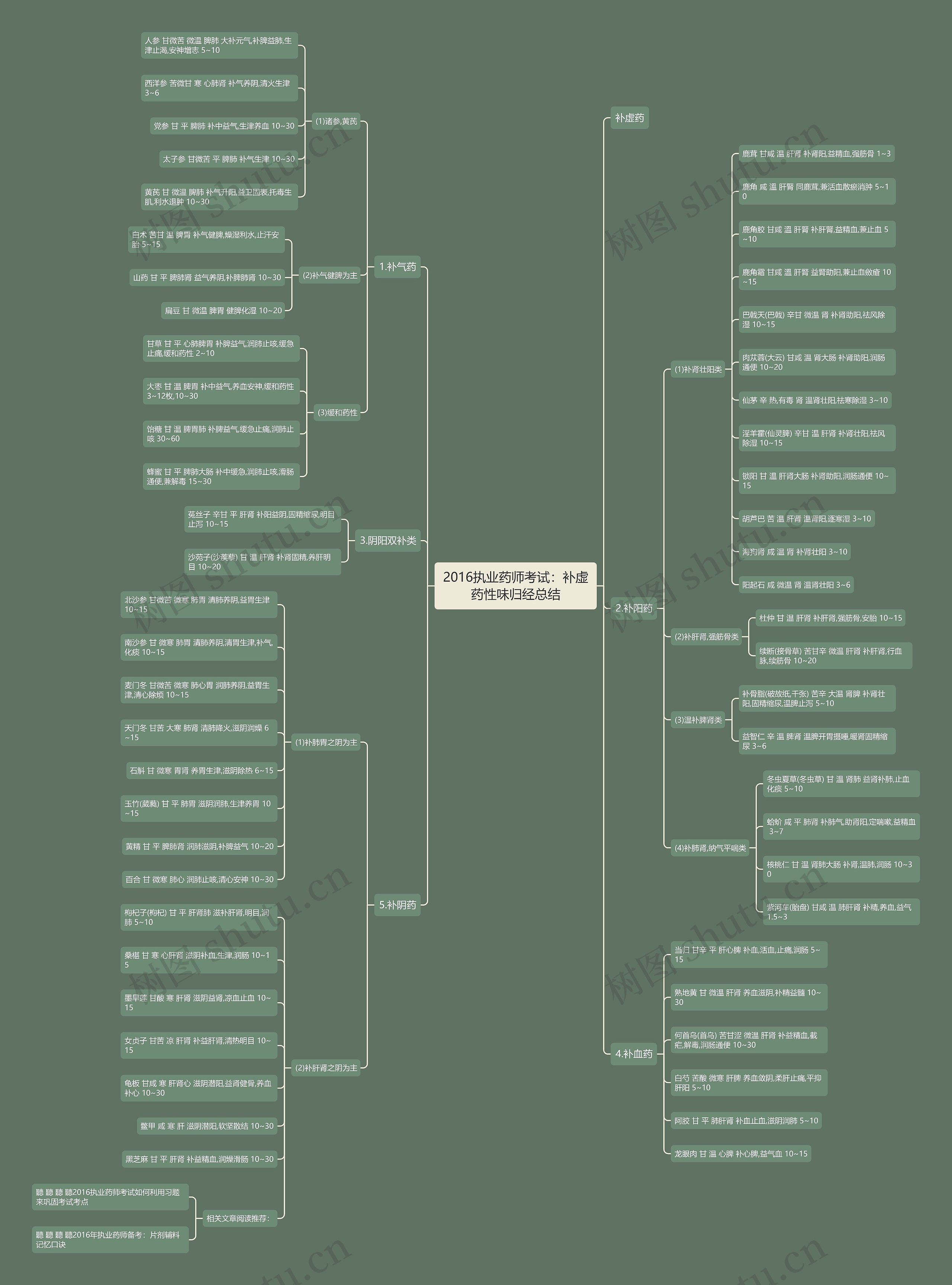 2016执业药师考试：补虚药性味归经总结思维导图