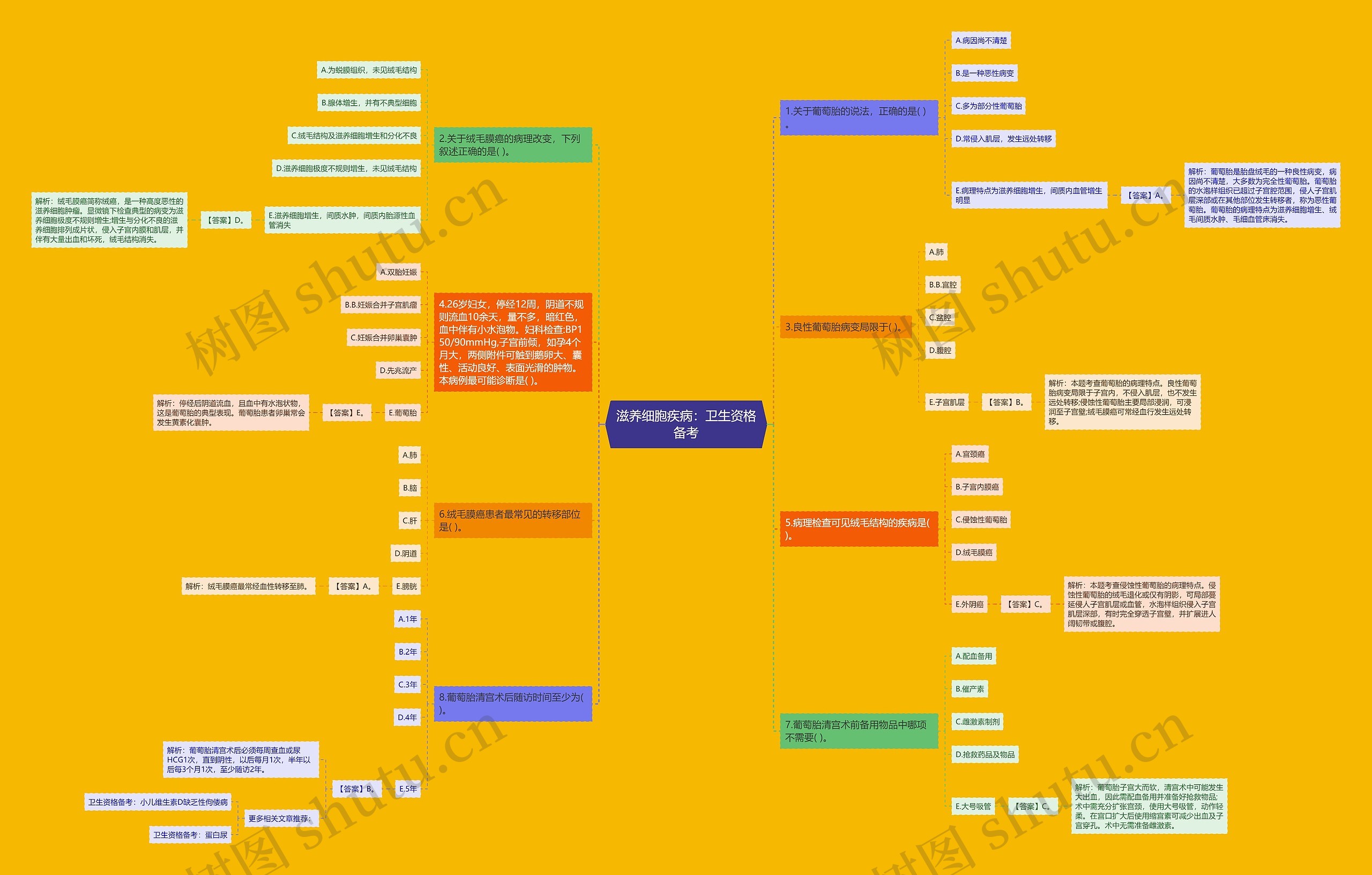 滋养细胞疾病：卫生资格备考思维导图