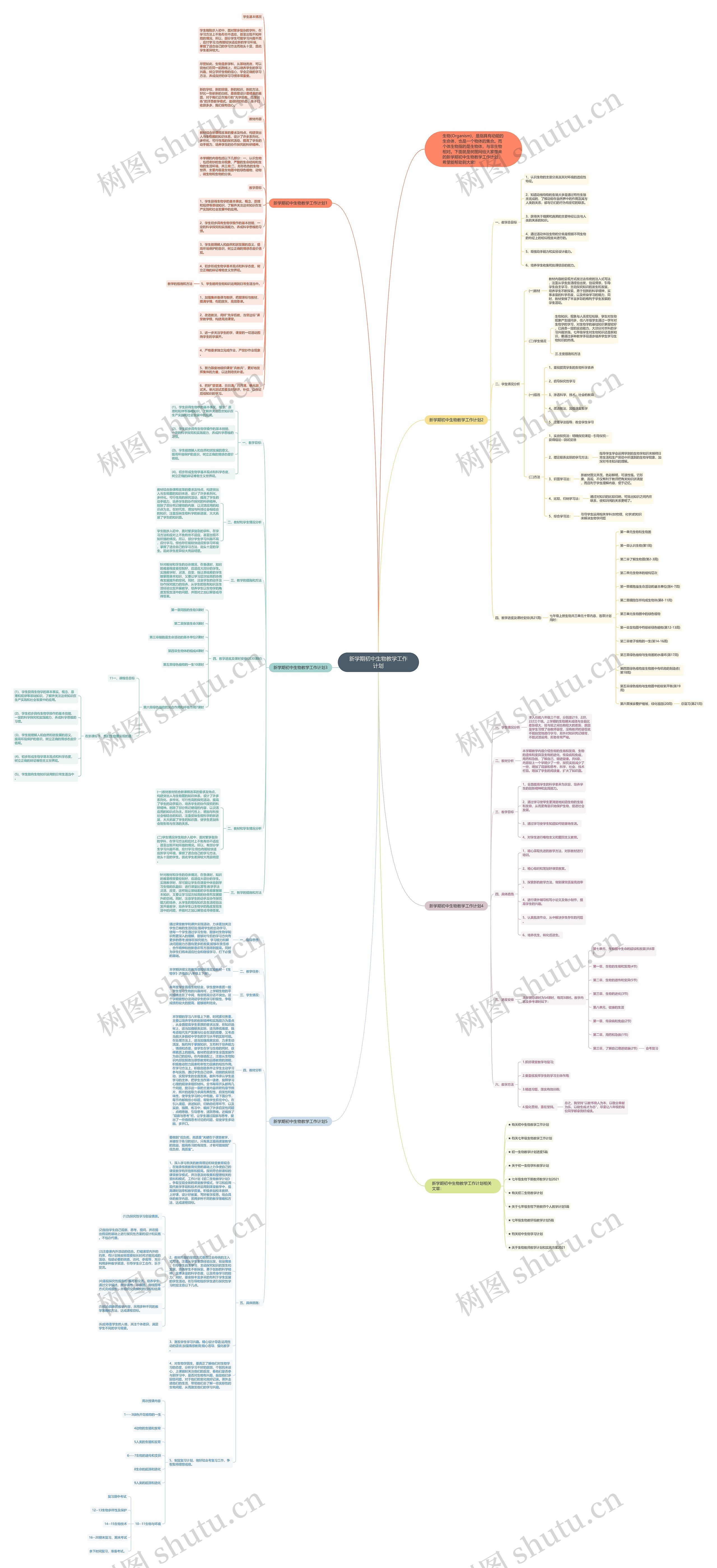 新学期初中生物教学工作计划思维导图