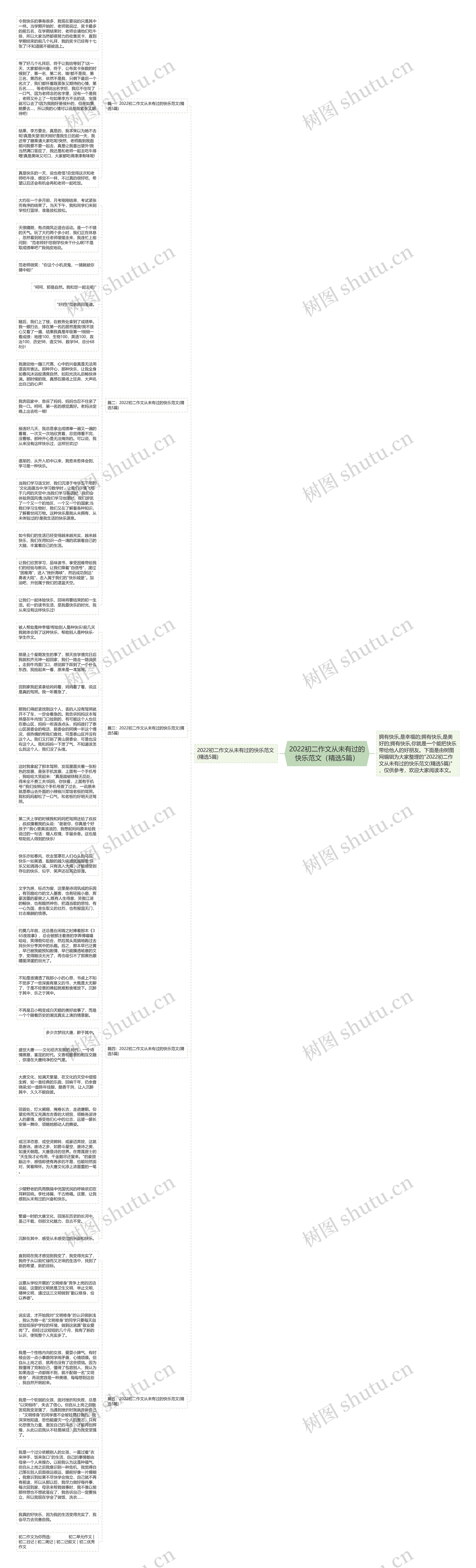 2022初二作文从未有过的快乐范文（精选5篇）思维导图