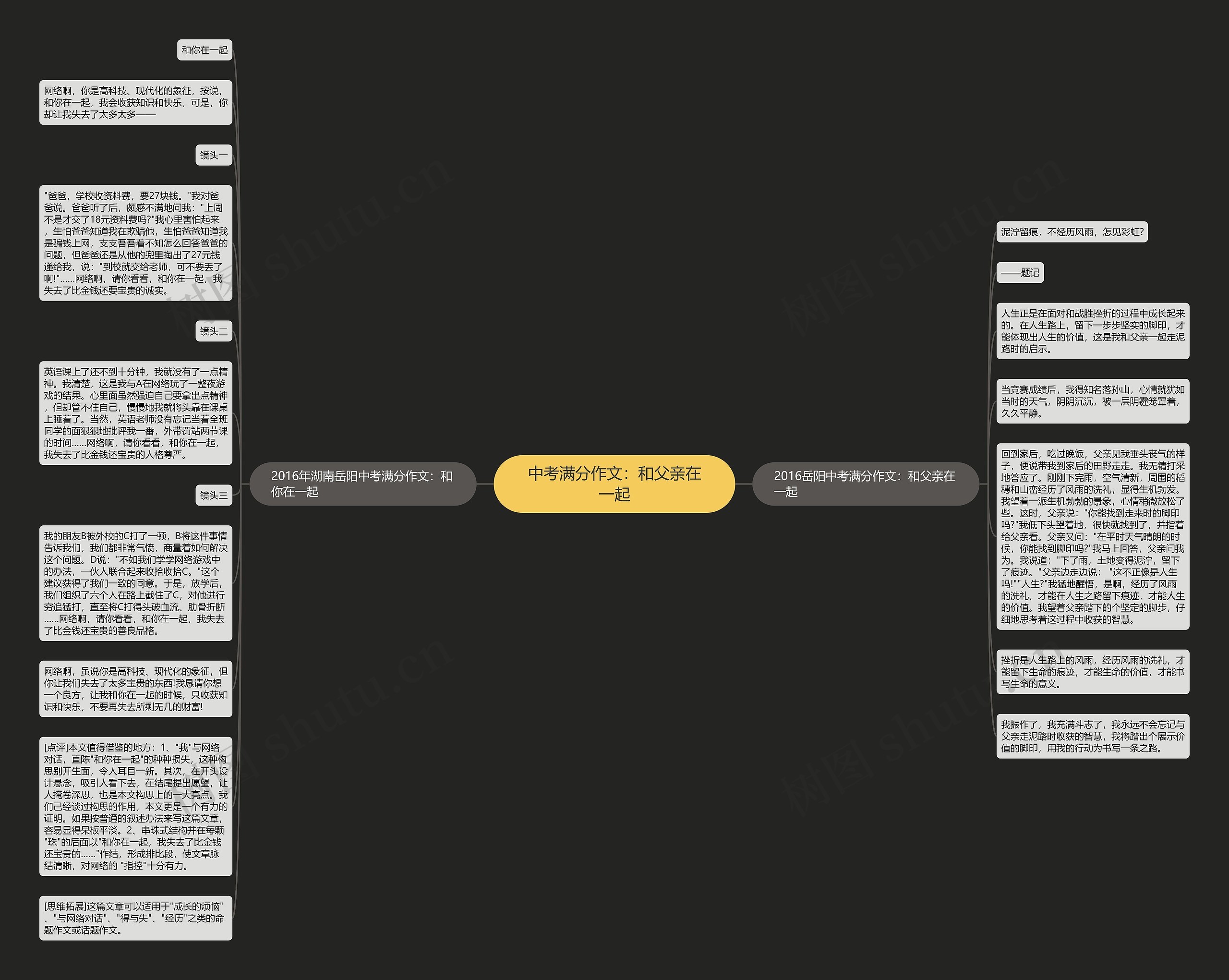 中考满分作文：和父亲在一起思维导图