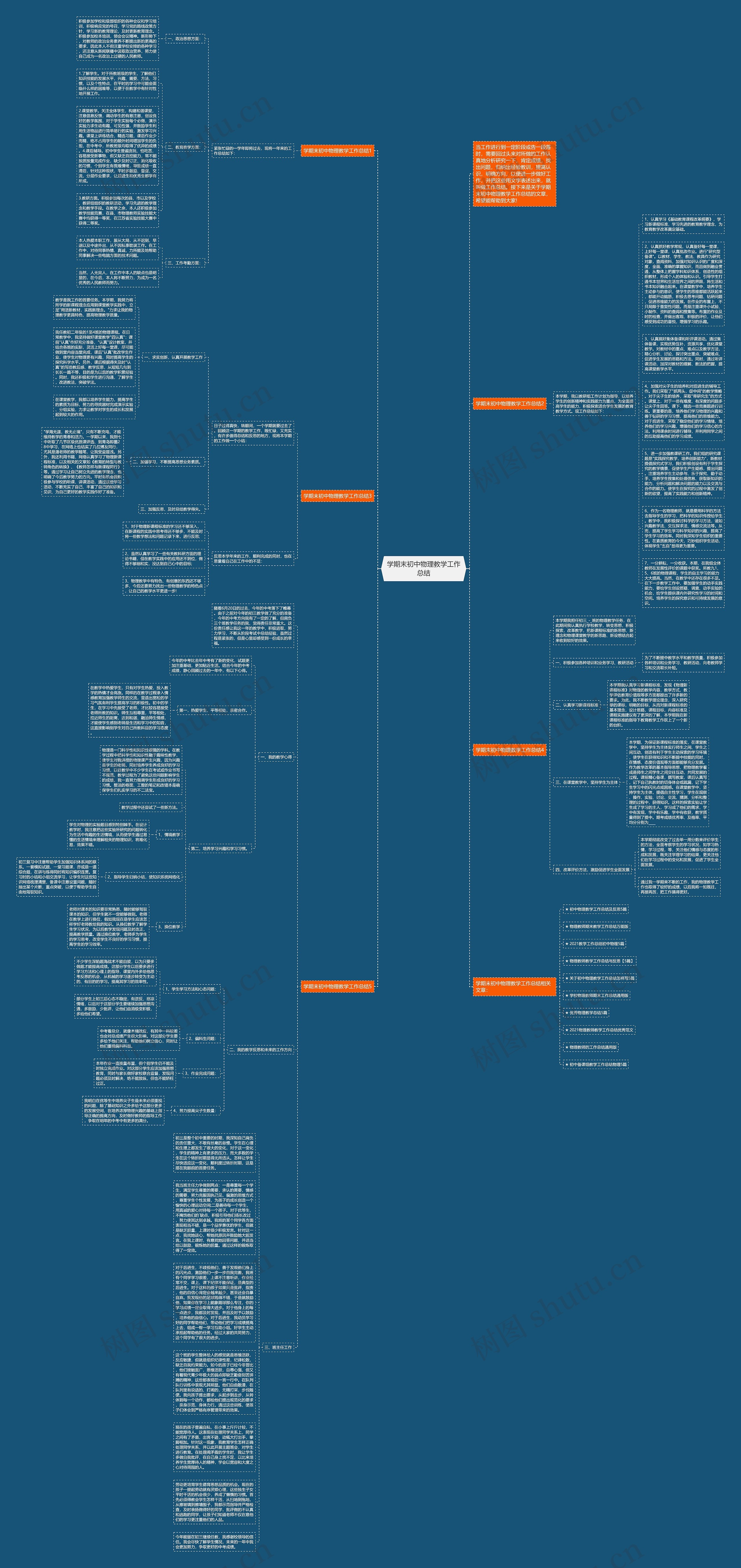 学期末初中物理教学工作总结思维导图