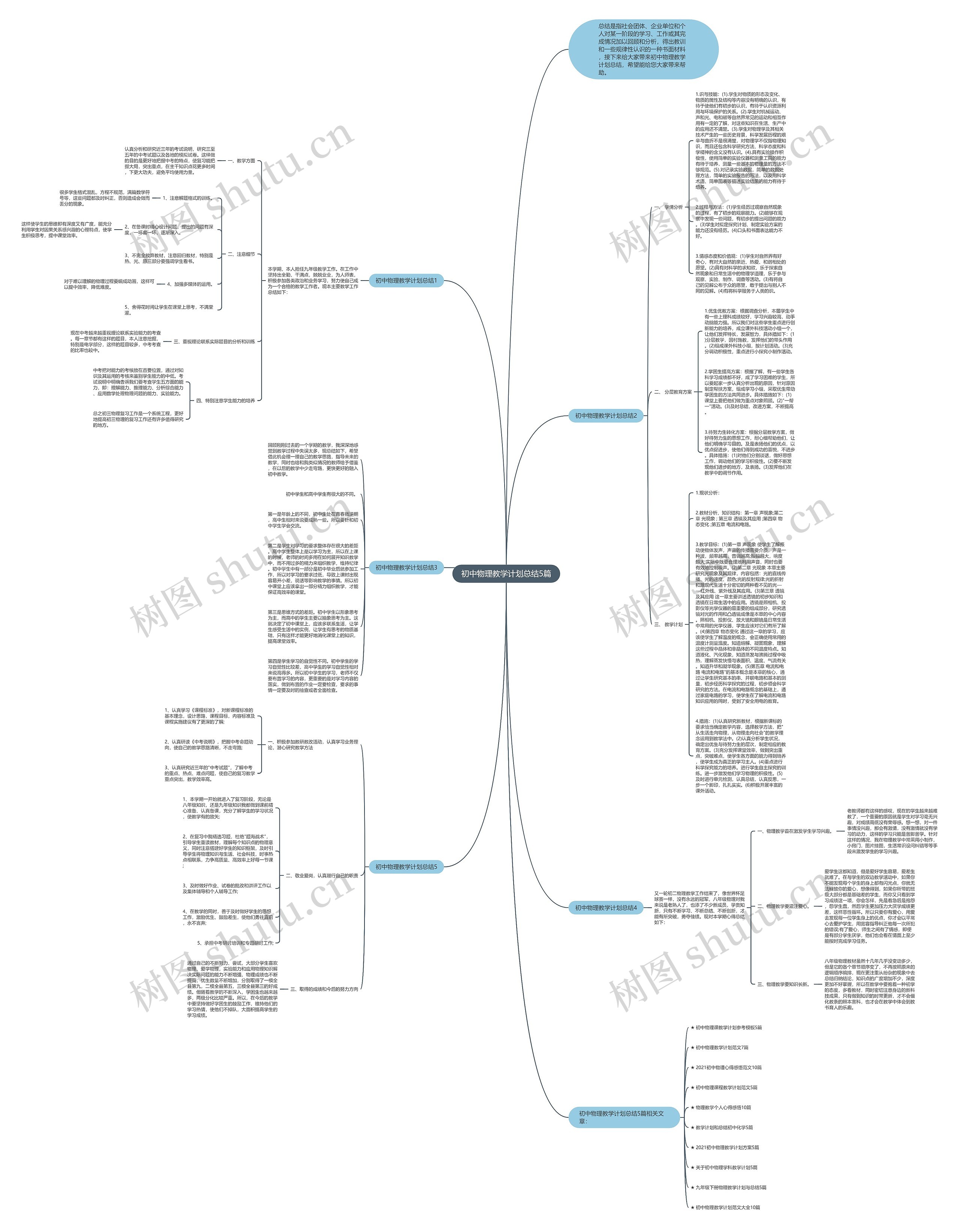 初中物理教学计划总结5篇思维导图
