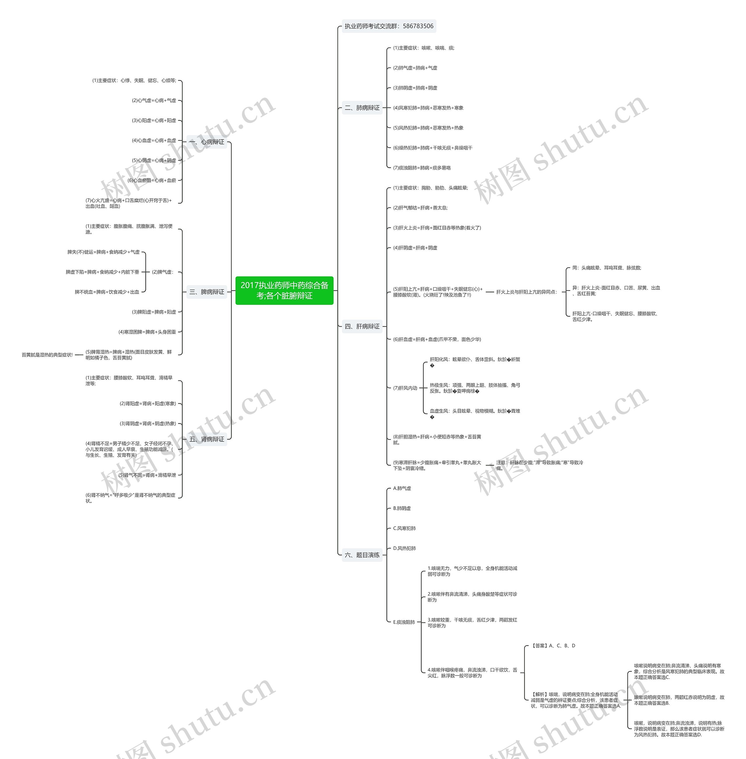2017执业药师中药综合备考;各个脏腑辩证思维导图