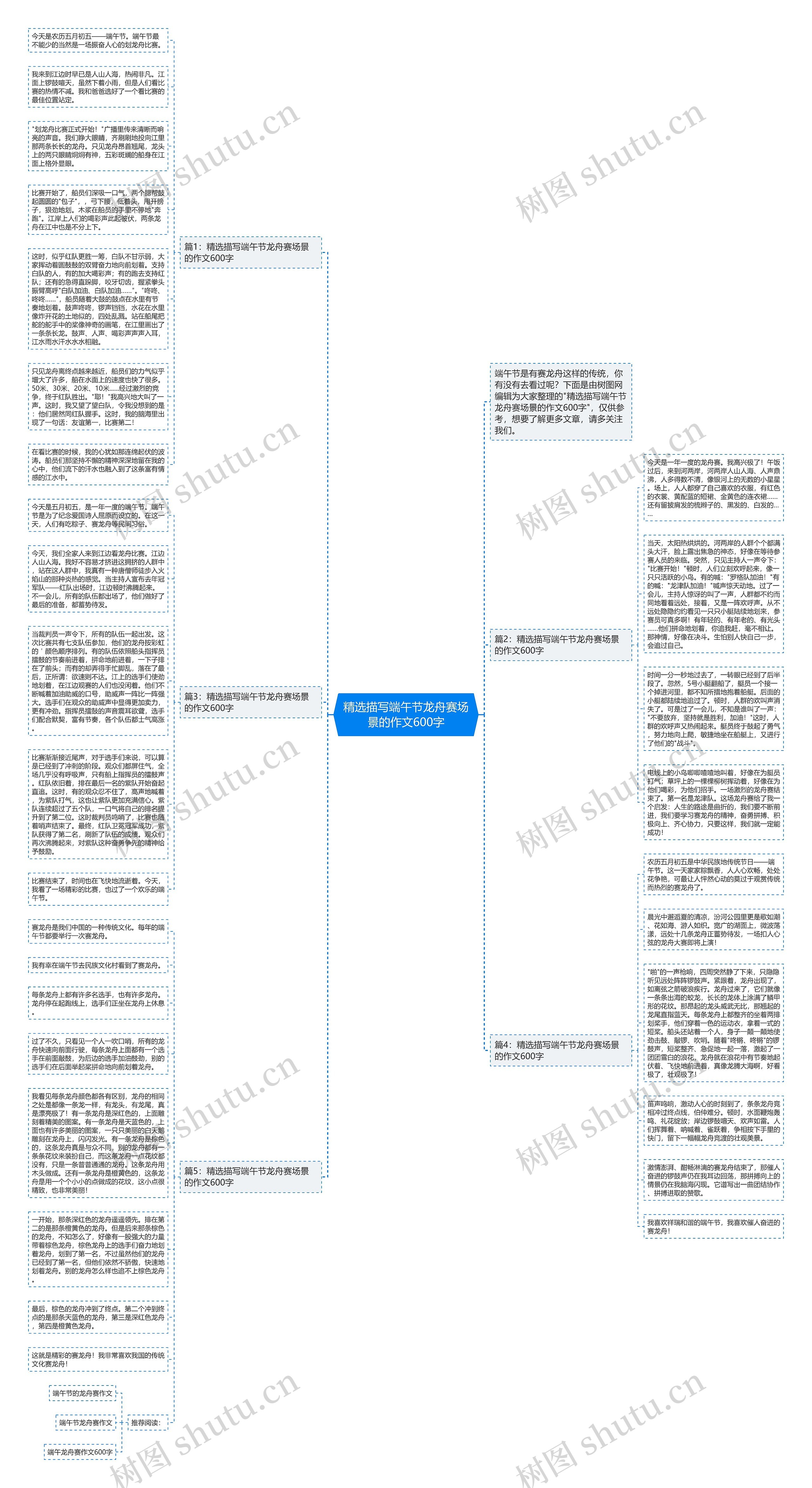 精选描写端午节龙舟赛场景的作文600字思维导图