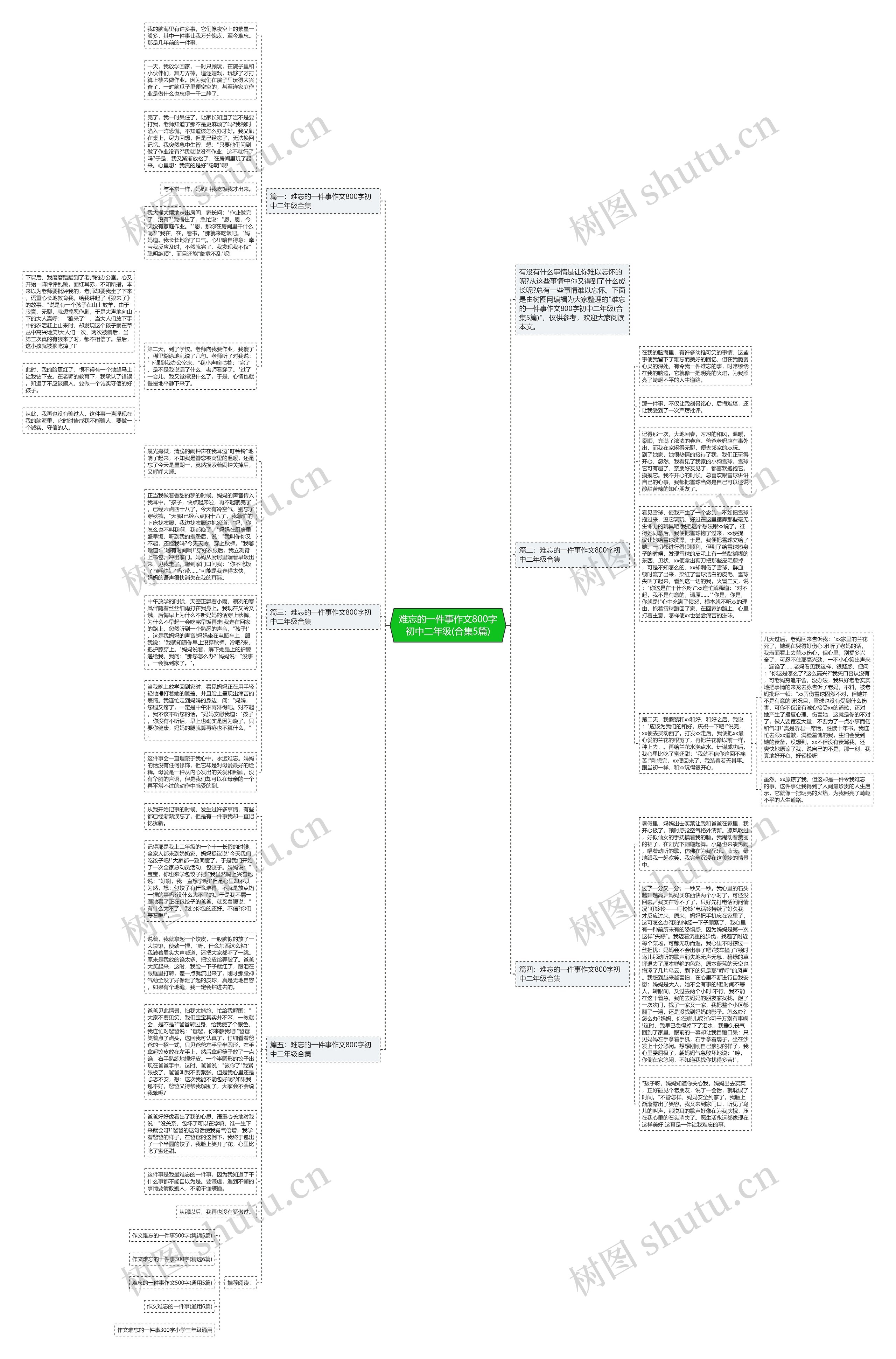 难忘的一件事作文800字初中二年级(合集5篇)思维导图