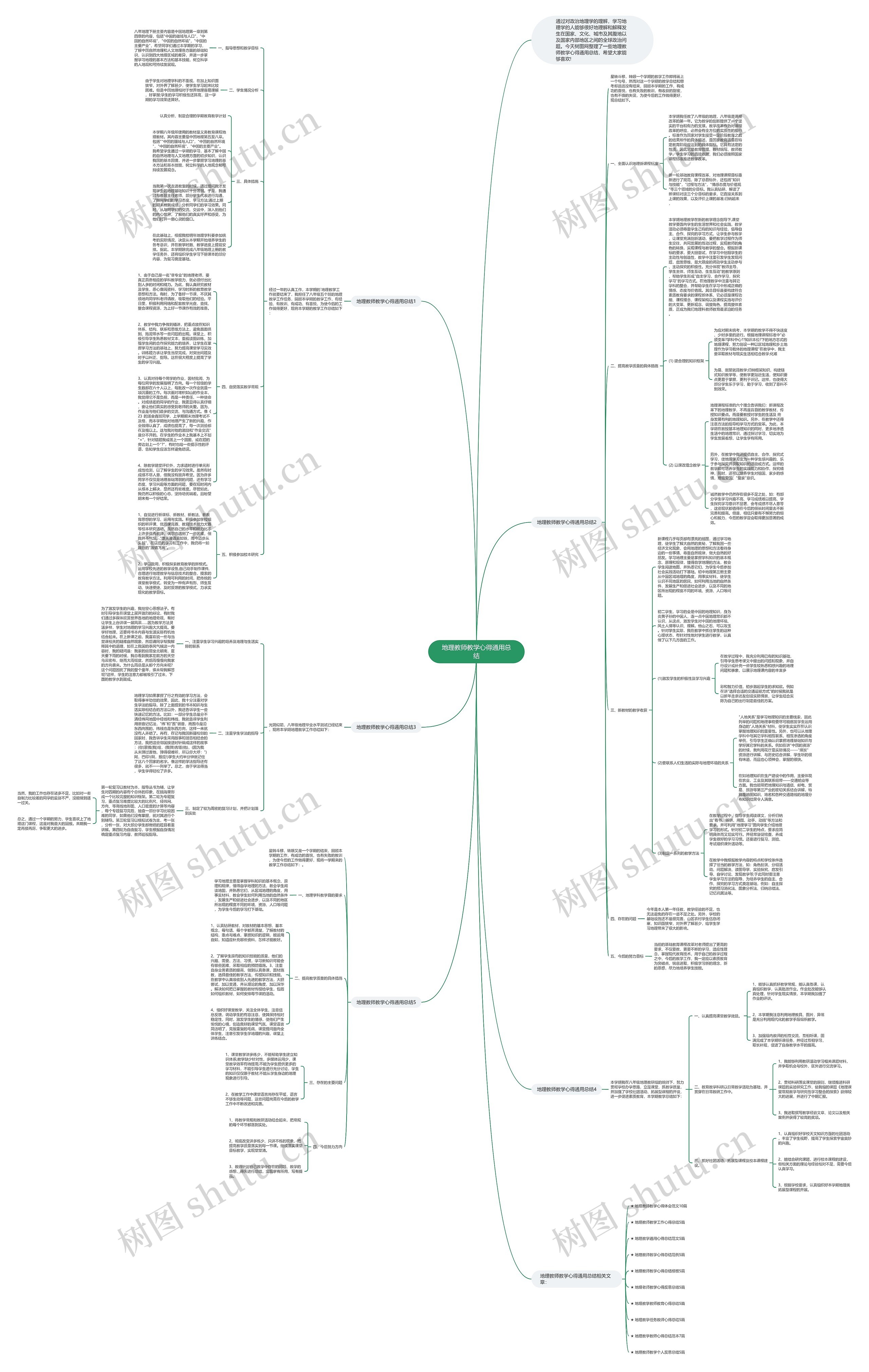 地理教师教学心得通用总结思维导图