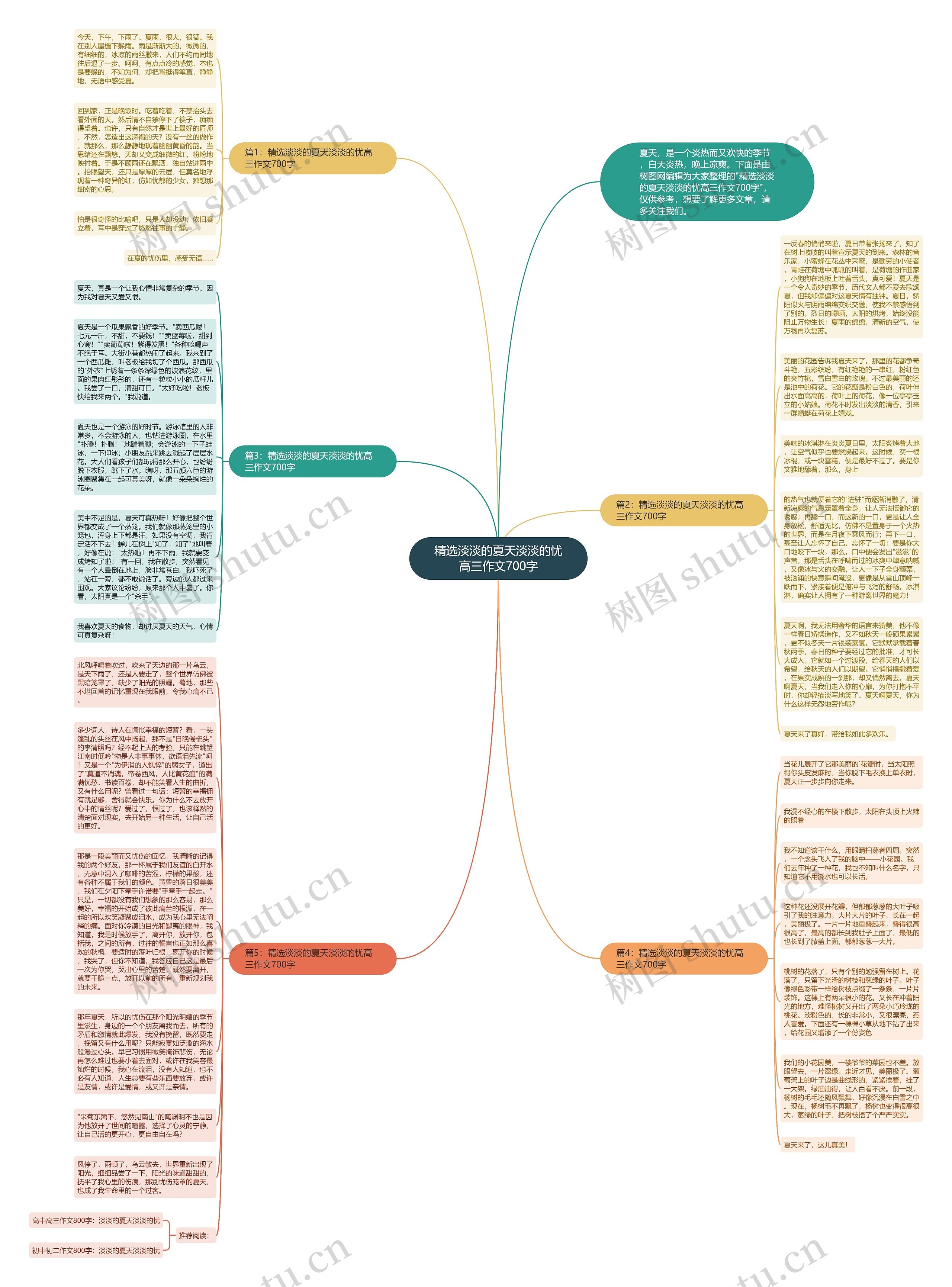 精选淡淡的夏天淡淡的忧高三作文700字思维导图