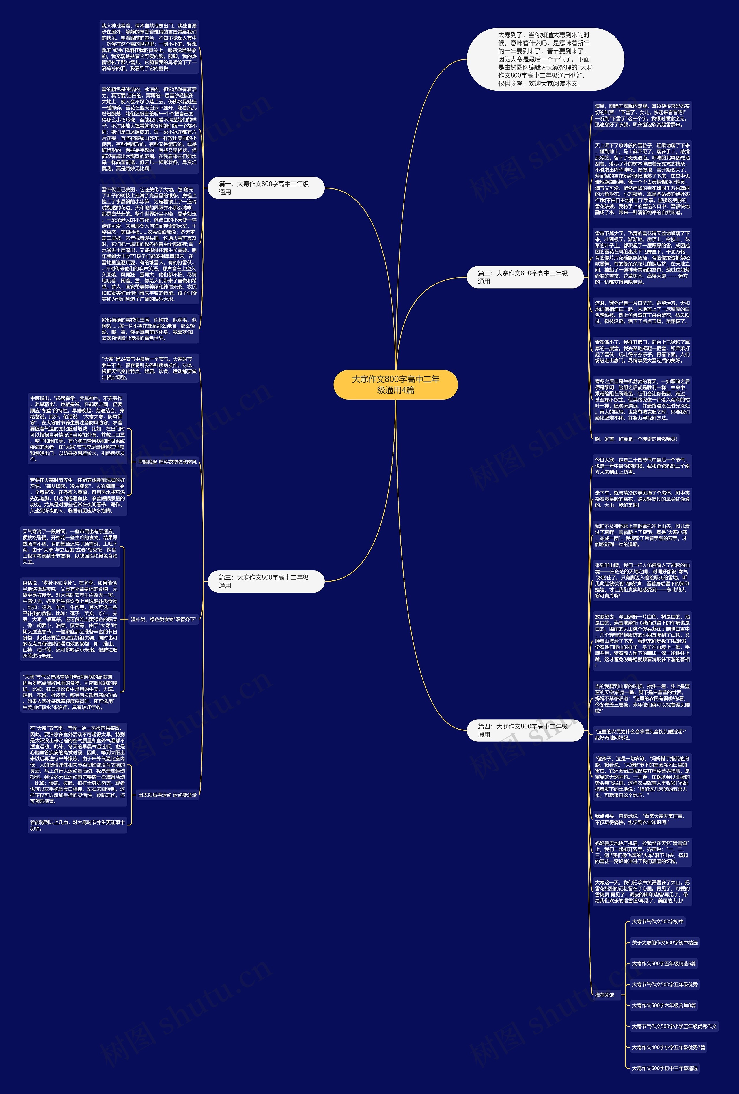 大寒作文800字高中二年级通用4篇思维导图