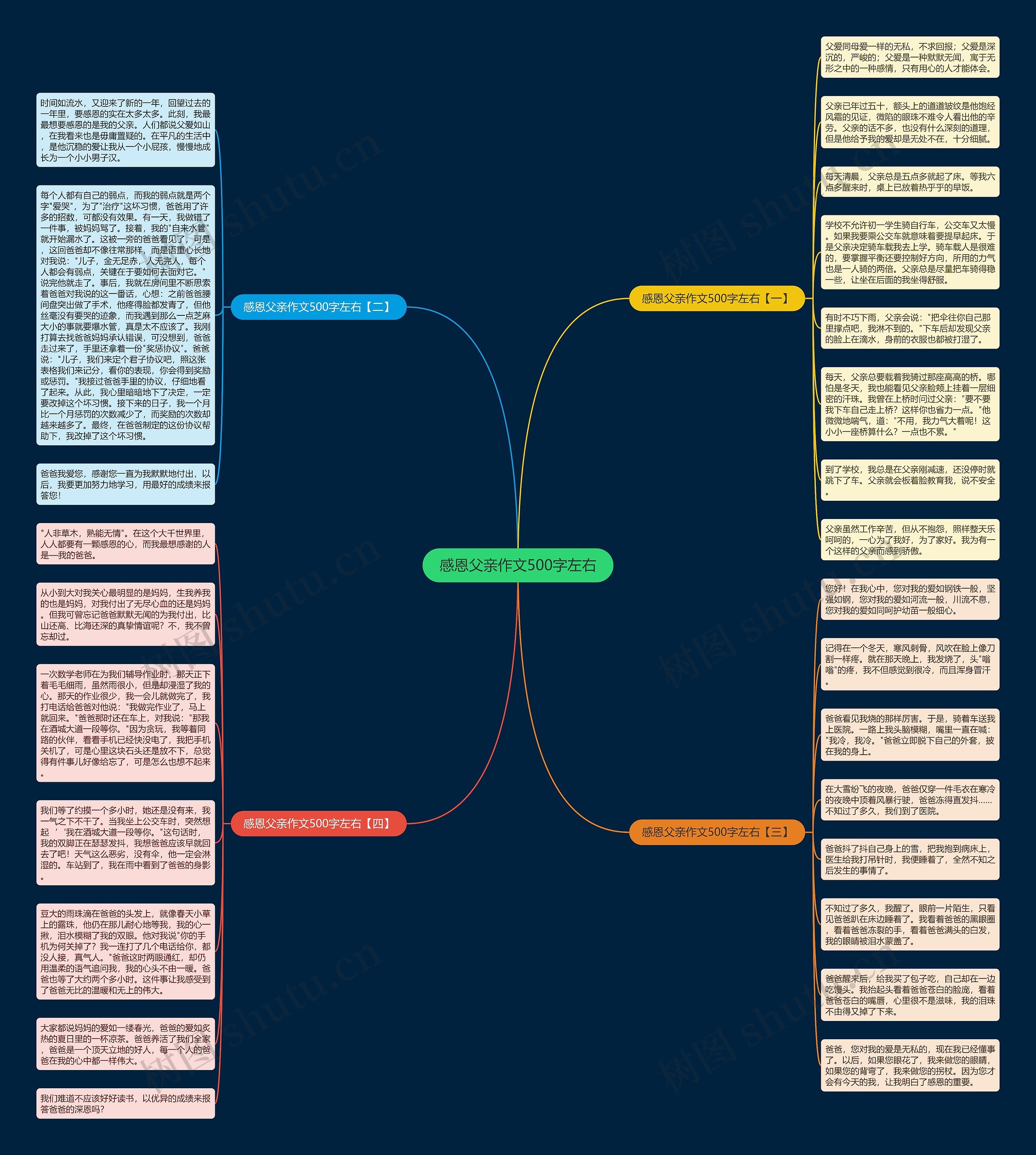 感恩父亲作文500字左右思维导图