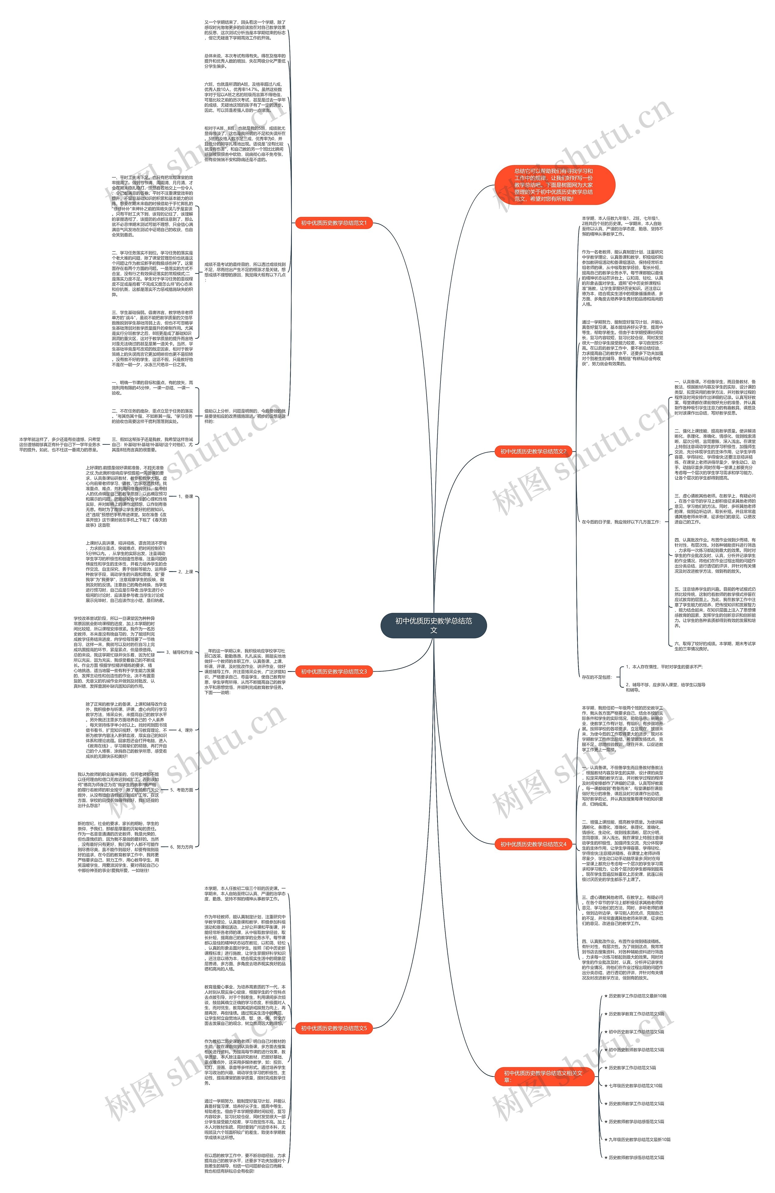 初中优质历史教学总结范文思维导图