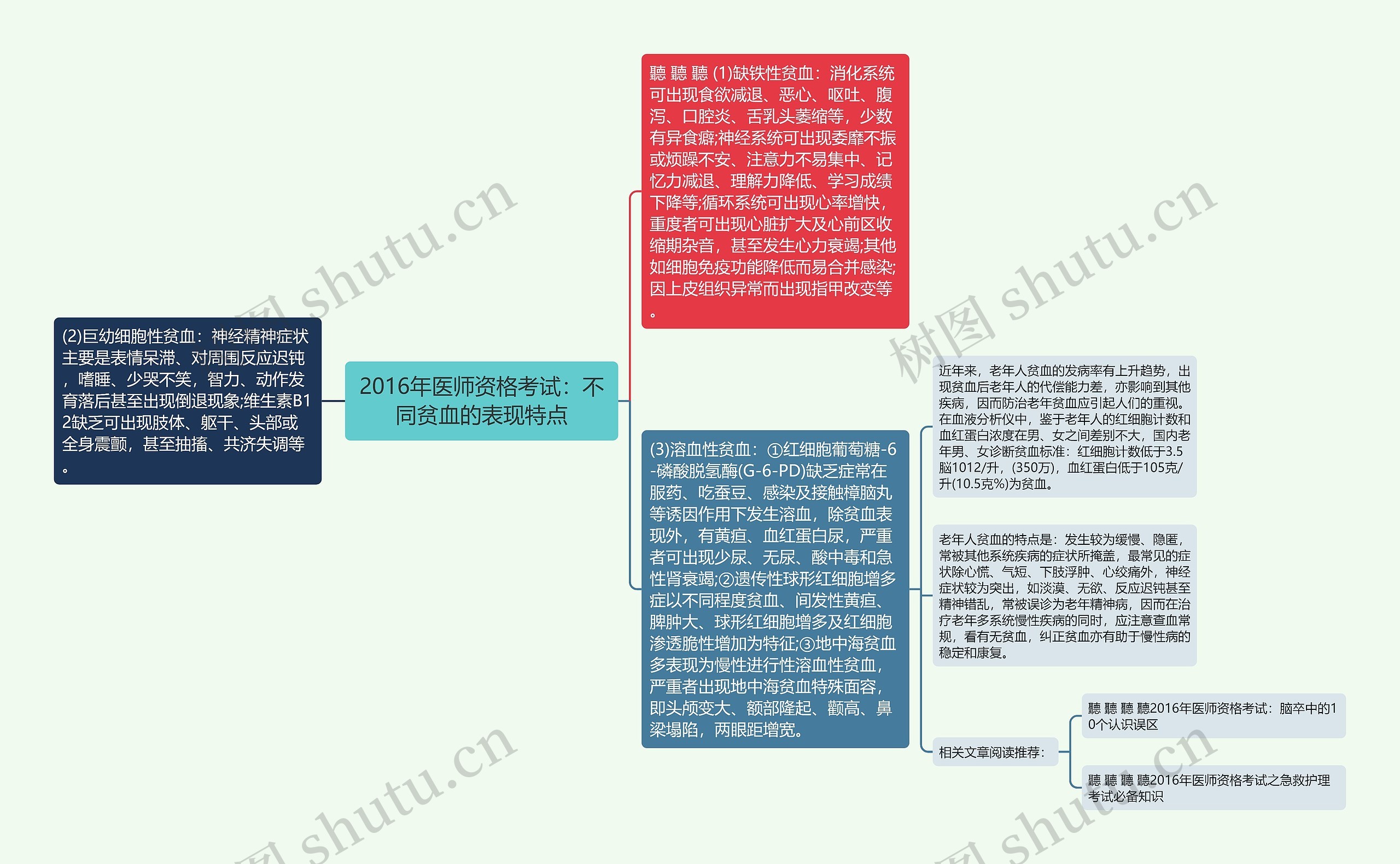 2016年医师资格考试：不同贫血的表现特点