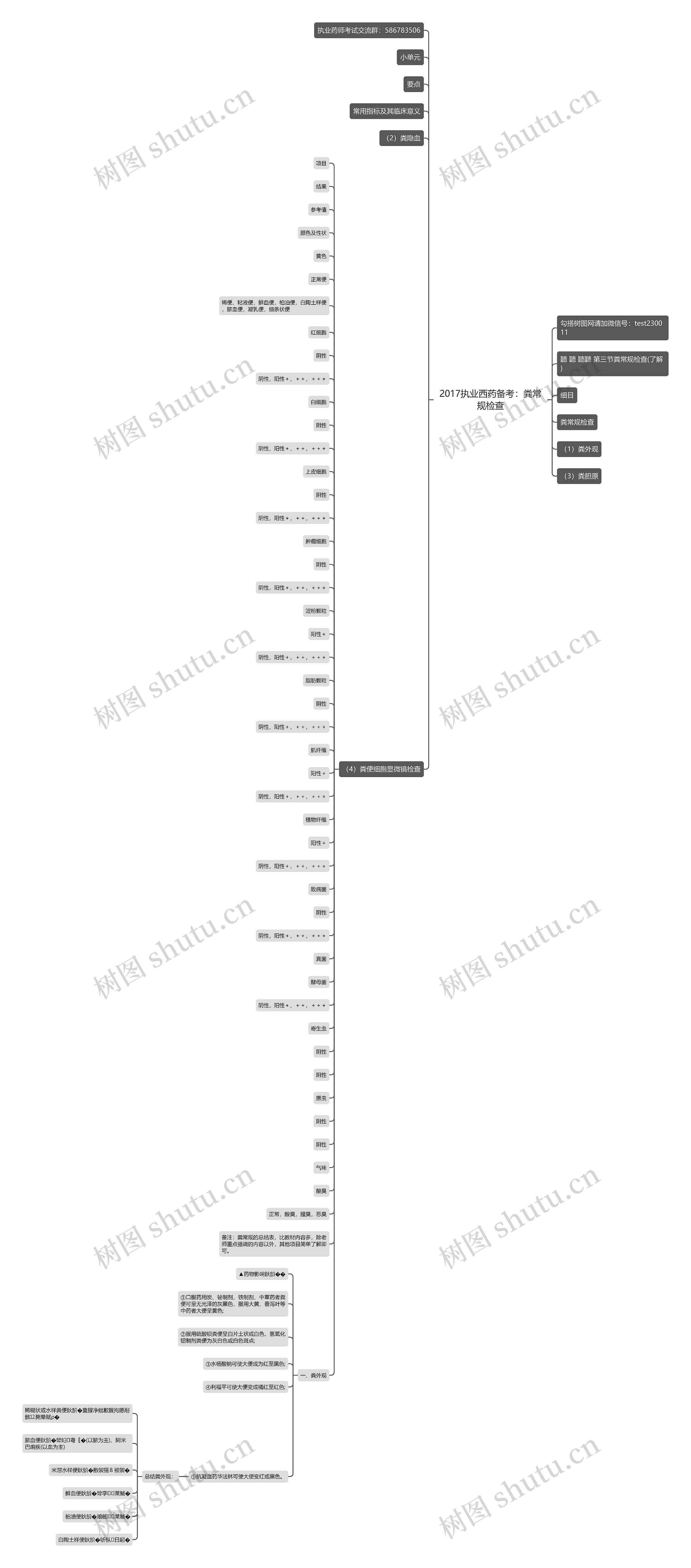 2017执业西药备考：粪常规检查思维导图