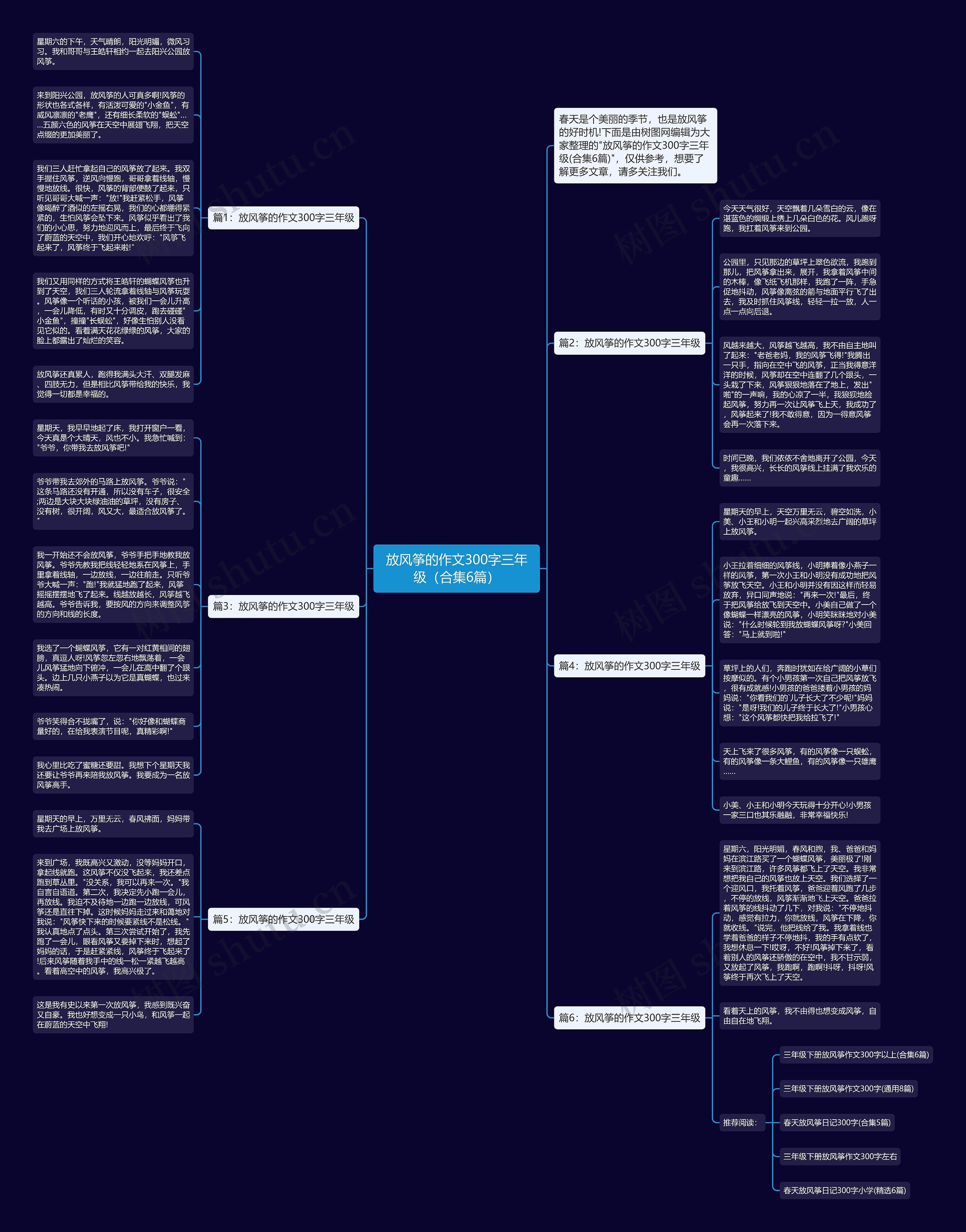 放风筝的作文300字三年级（合集6篇）思维导图