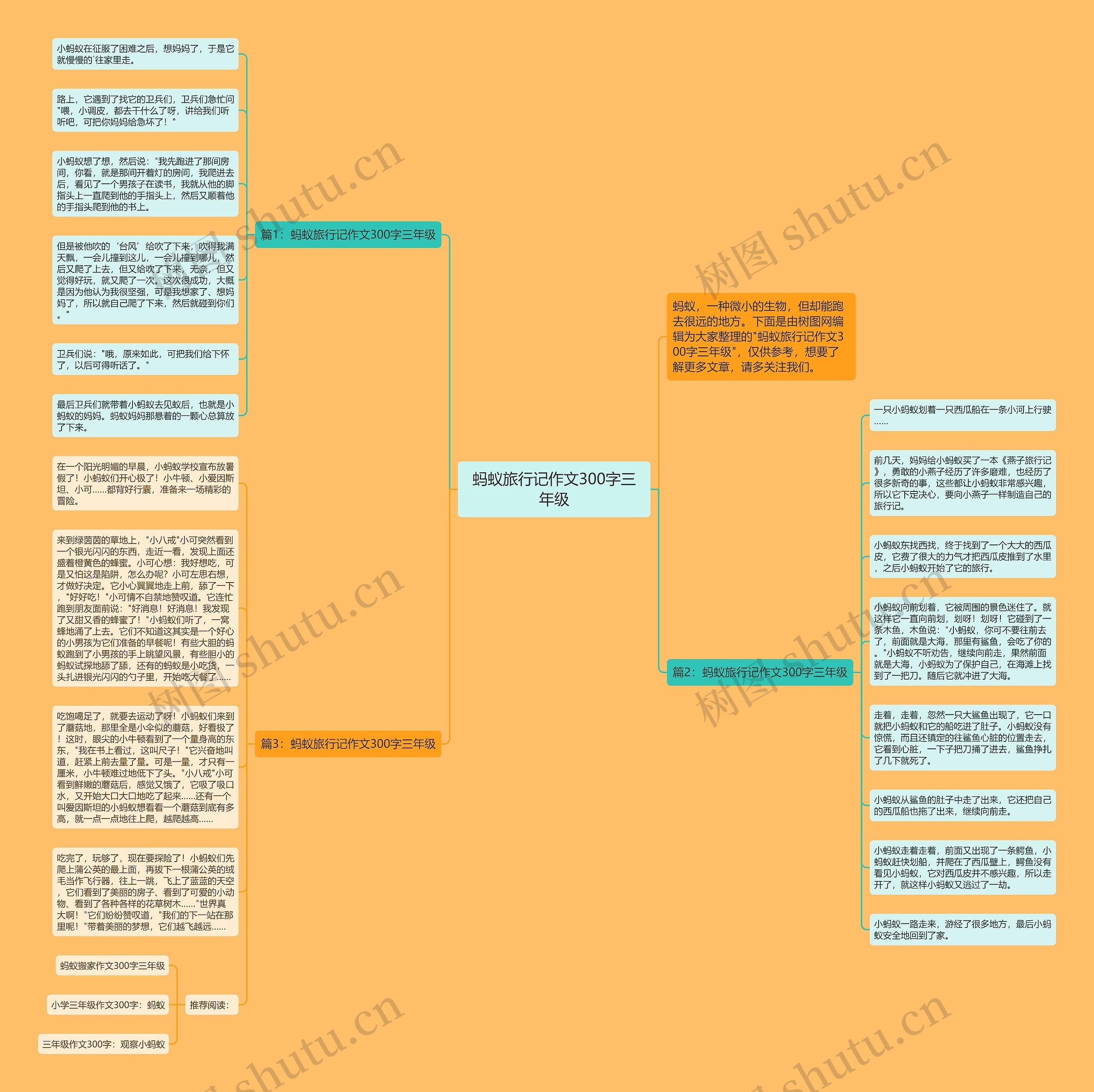 蚂蚁旅行记作文300字三年级思维导图