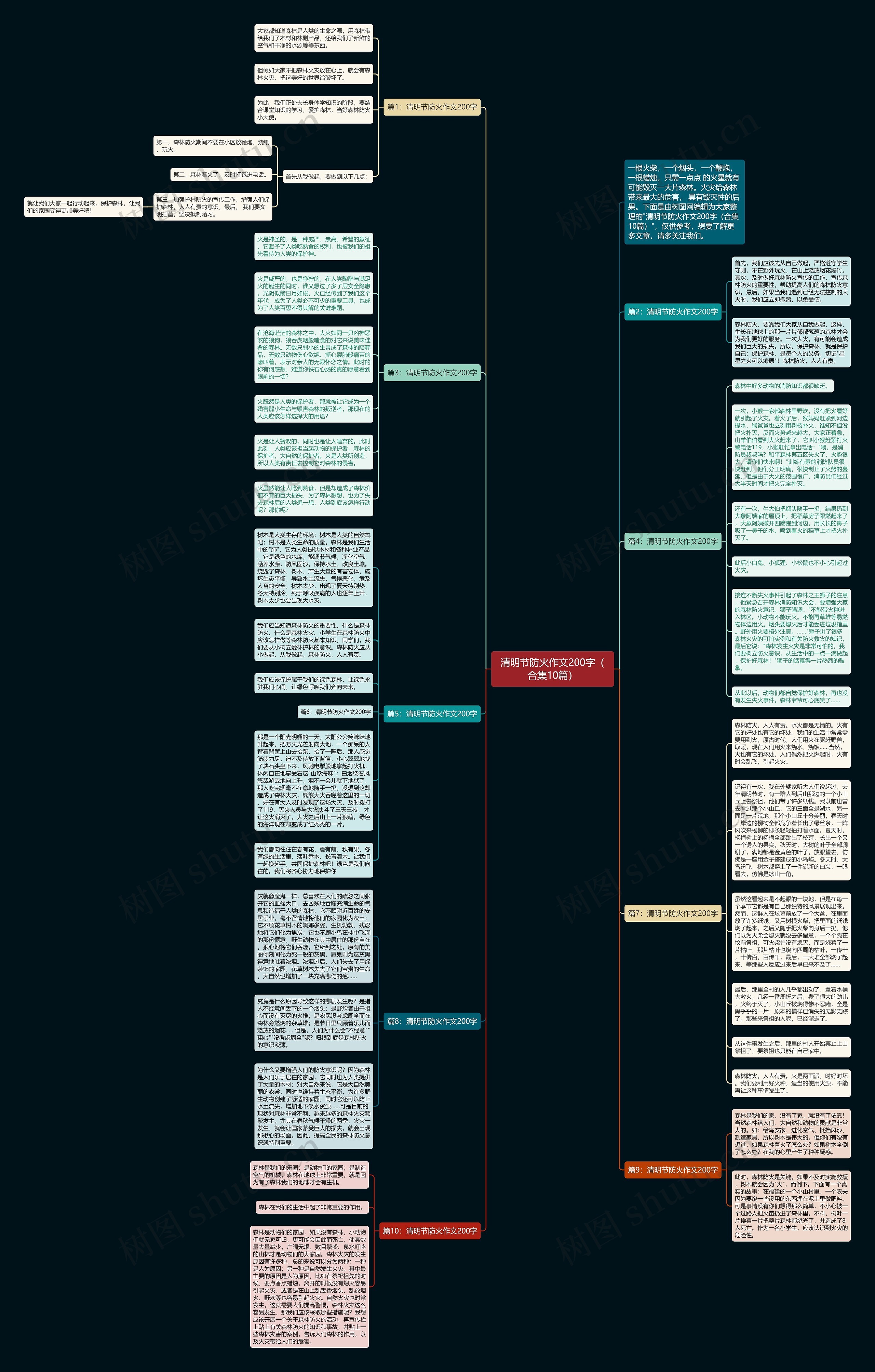 清明节防火作文200字（合集10篇）思维导图