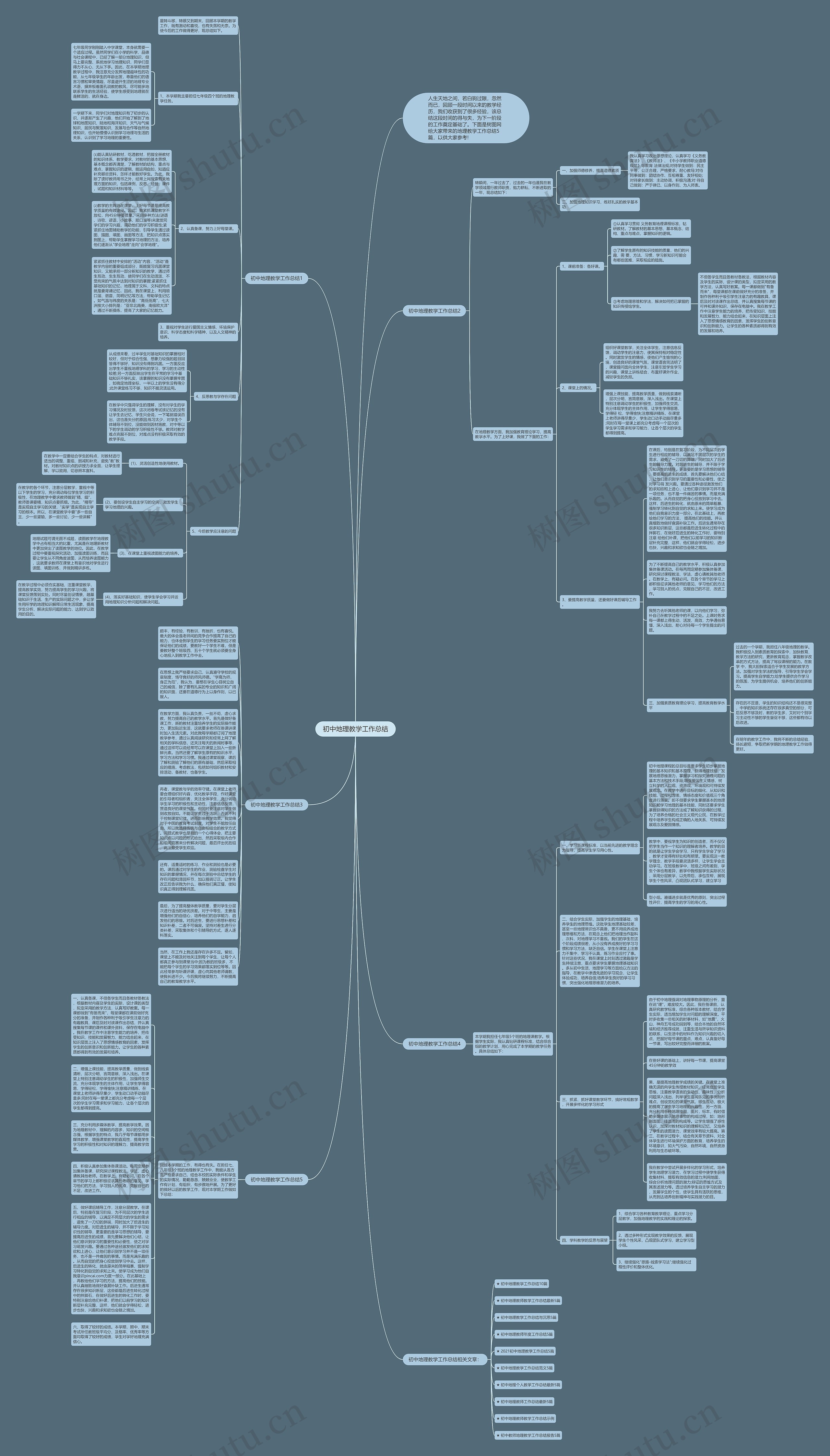 初中地理教学工作总结思维导图