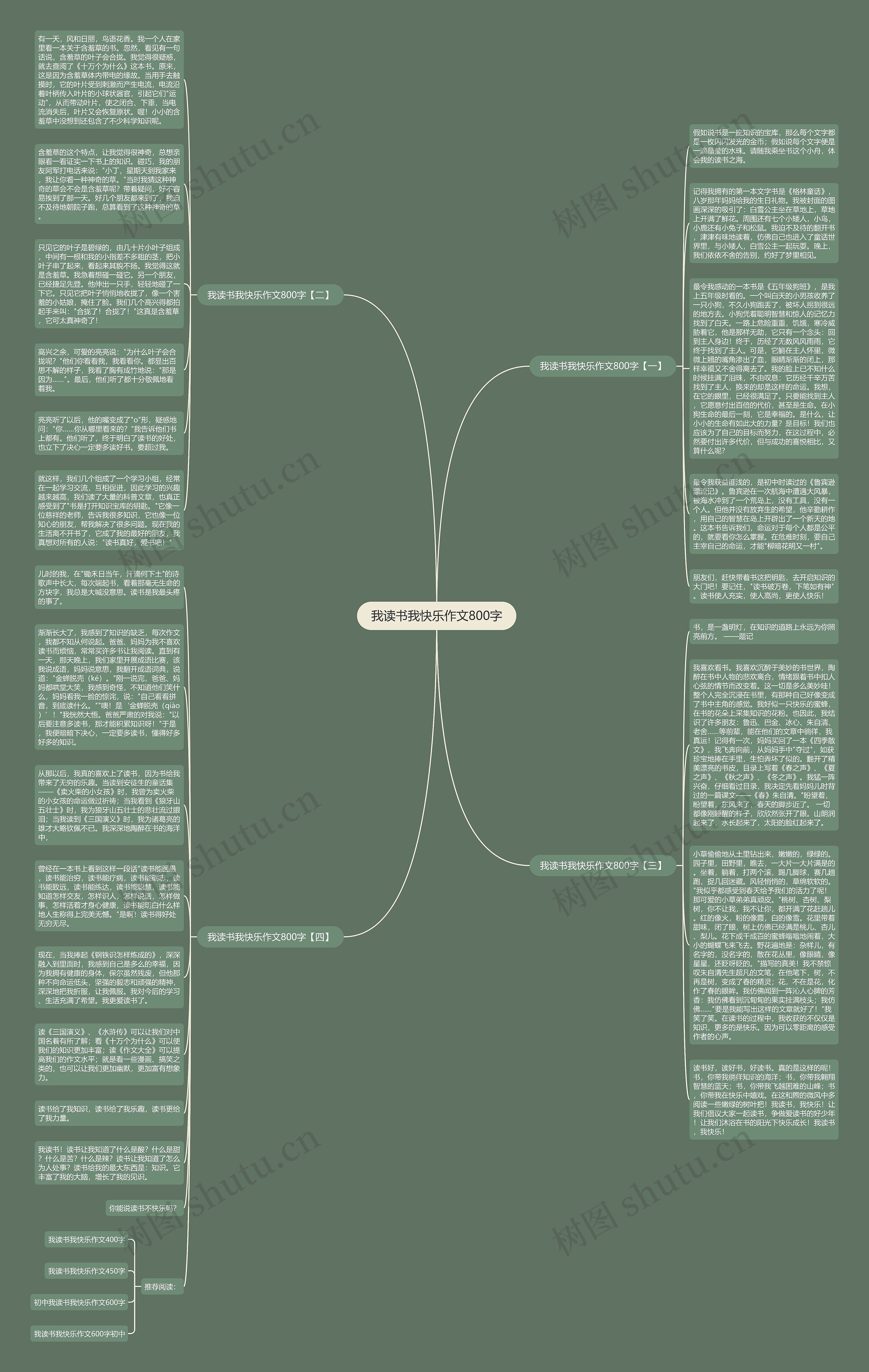 我读书我快乐作文800字思维导图