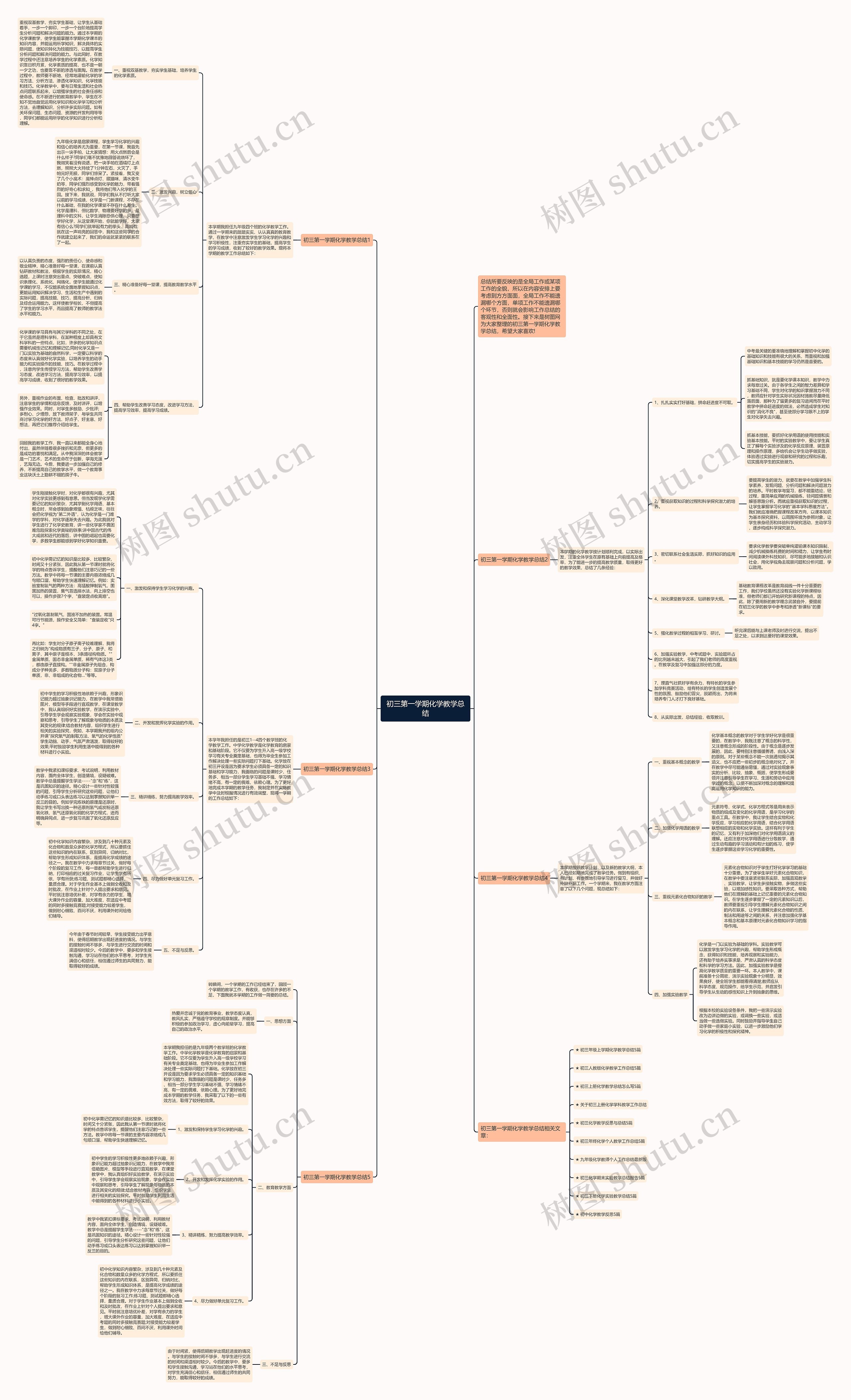 初三第一学期化学教学总结思维导图