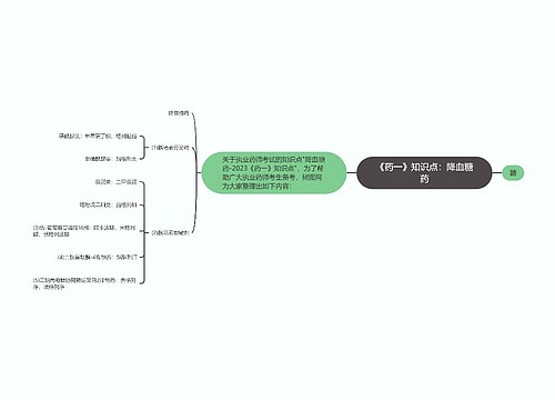 《药一》知识点：降血糖药