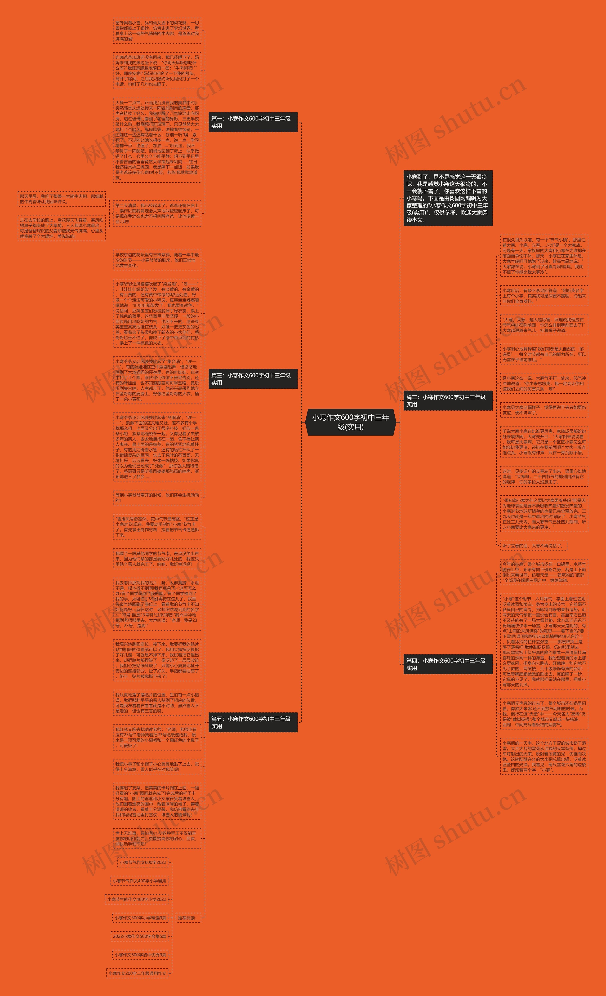 小寒作文600字初中三年级(实用)思维导图