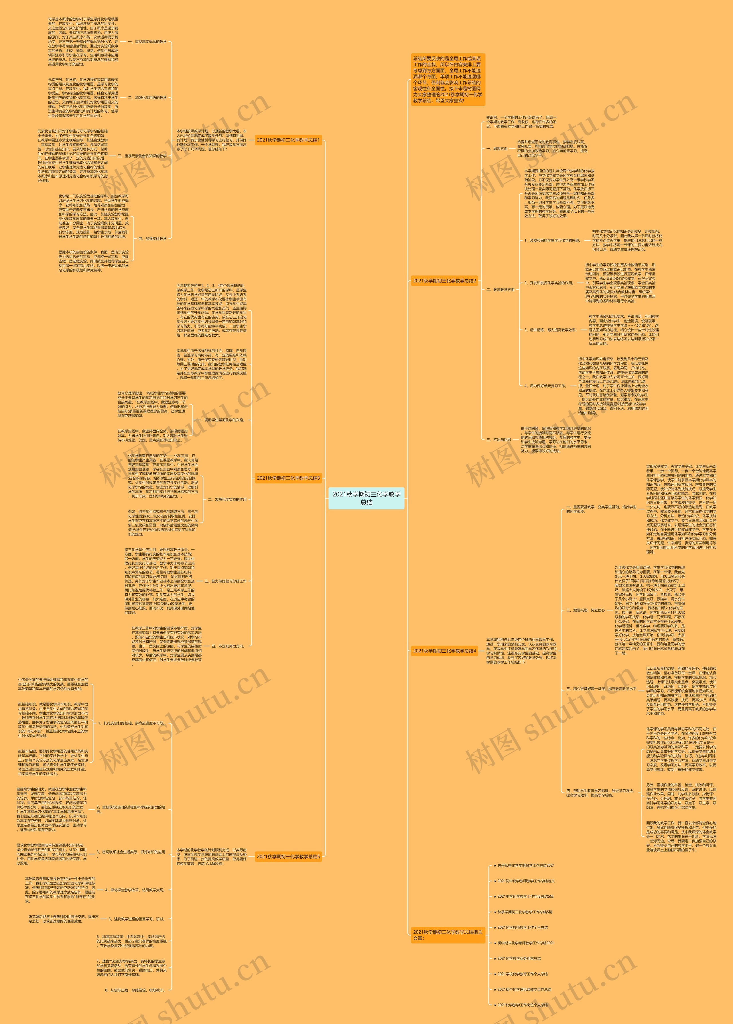 2021秋学期初三化学教学总结思维导图