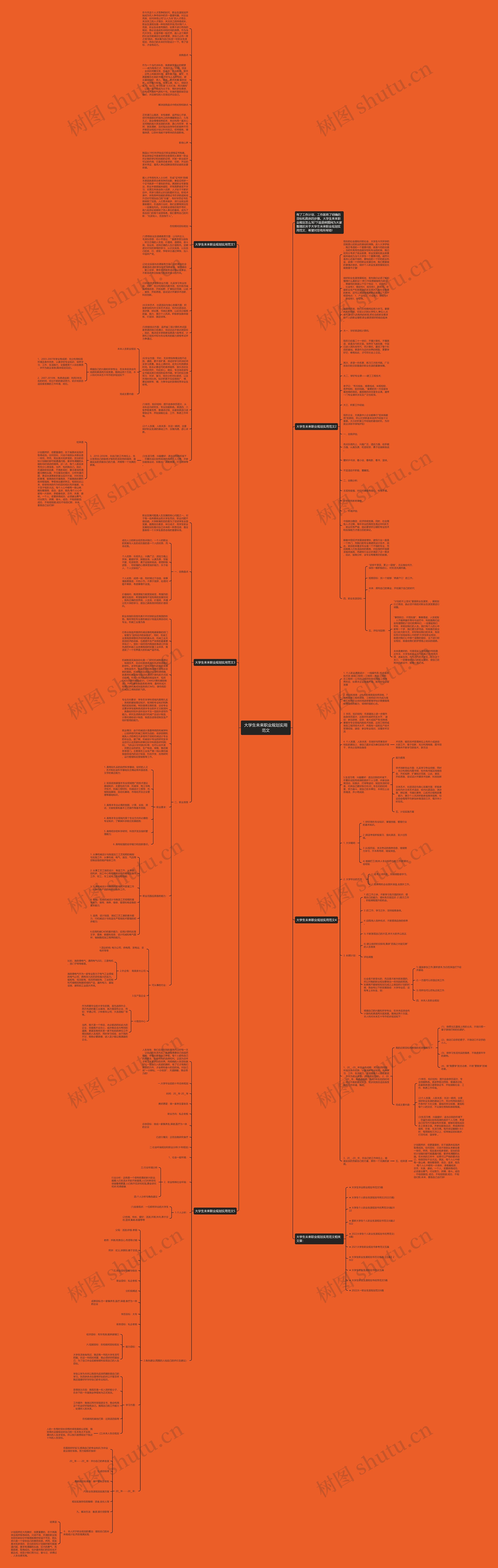 大学生未来职业规划实用范文思维导图