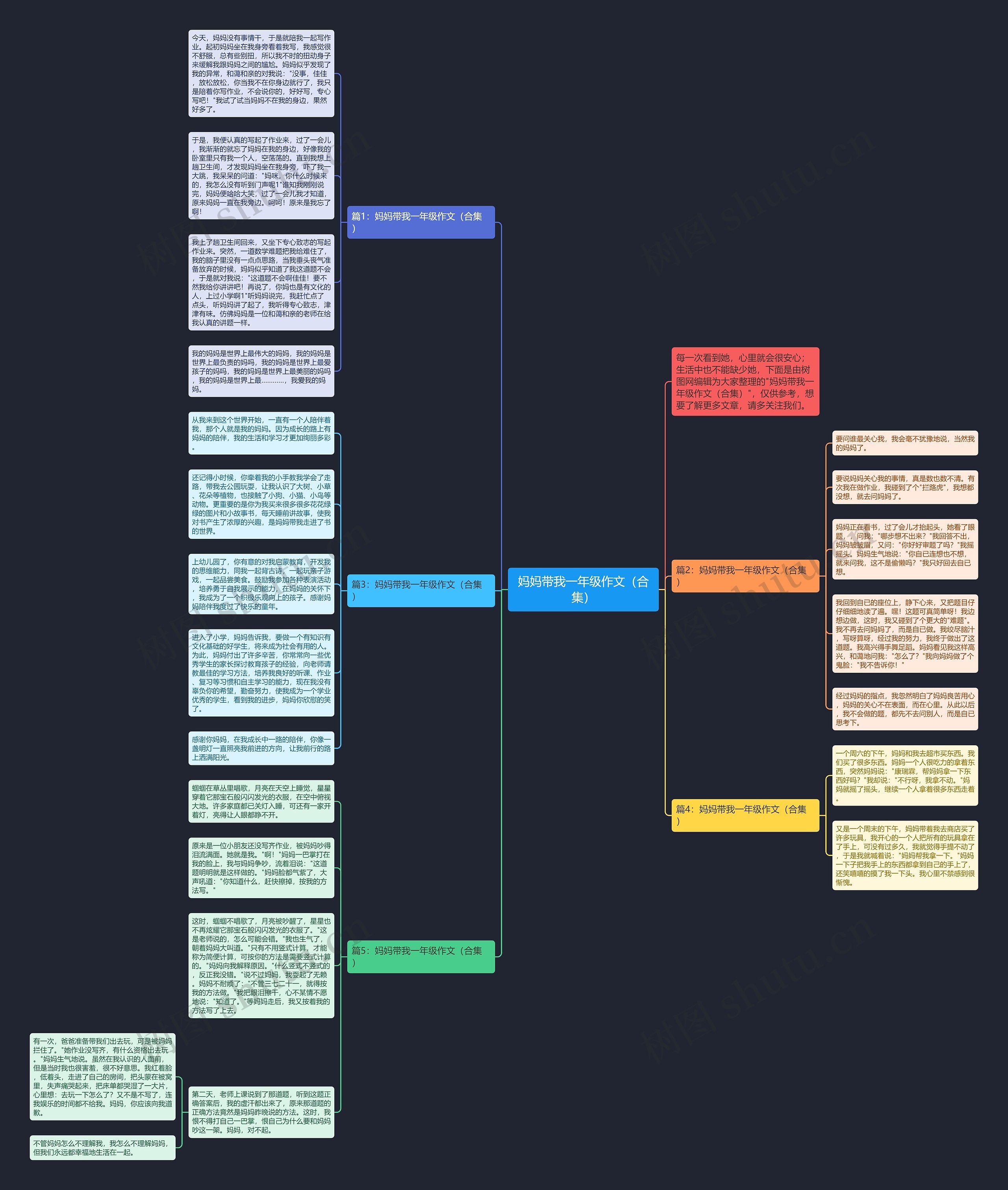 妈妈带我一年级作文（合集）思维导图