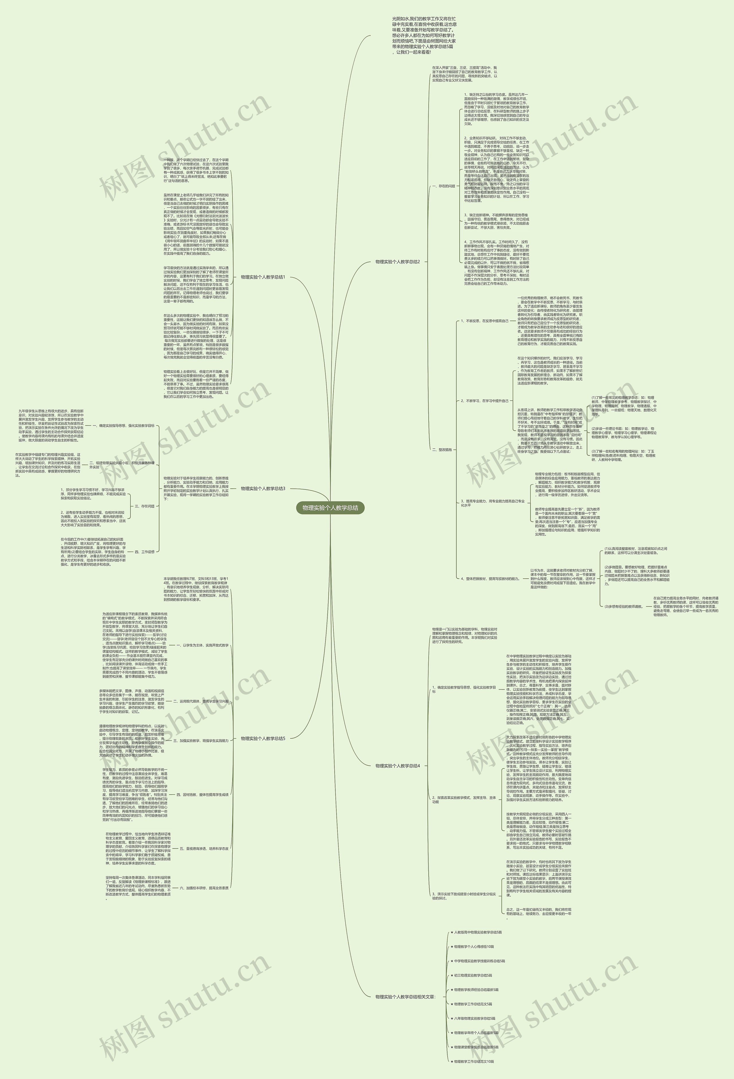 物理实验个人教学总结思维导图