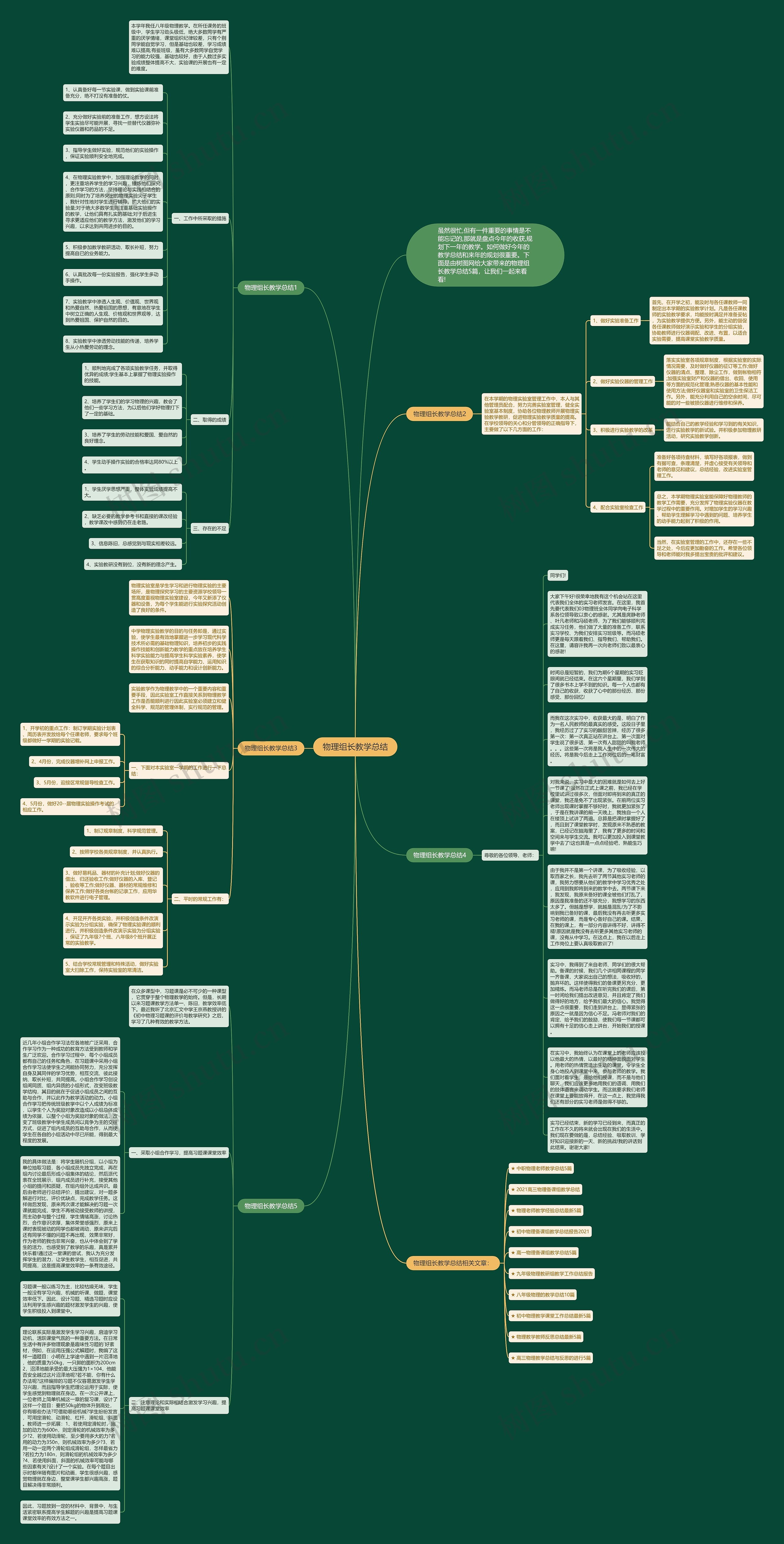 物理组长教学总结思维导图