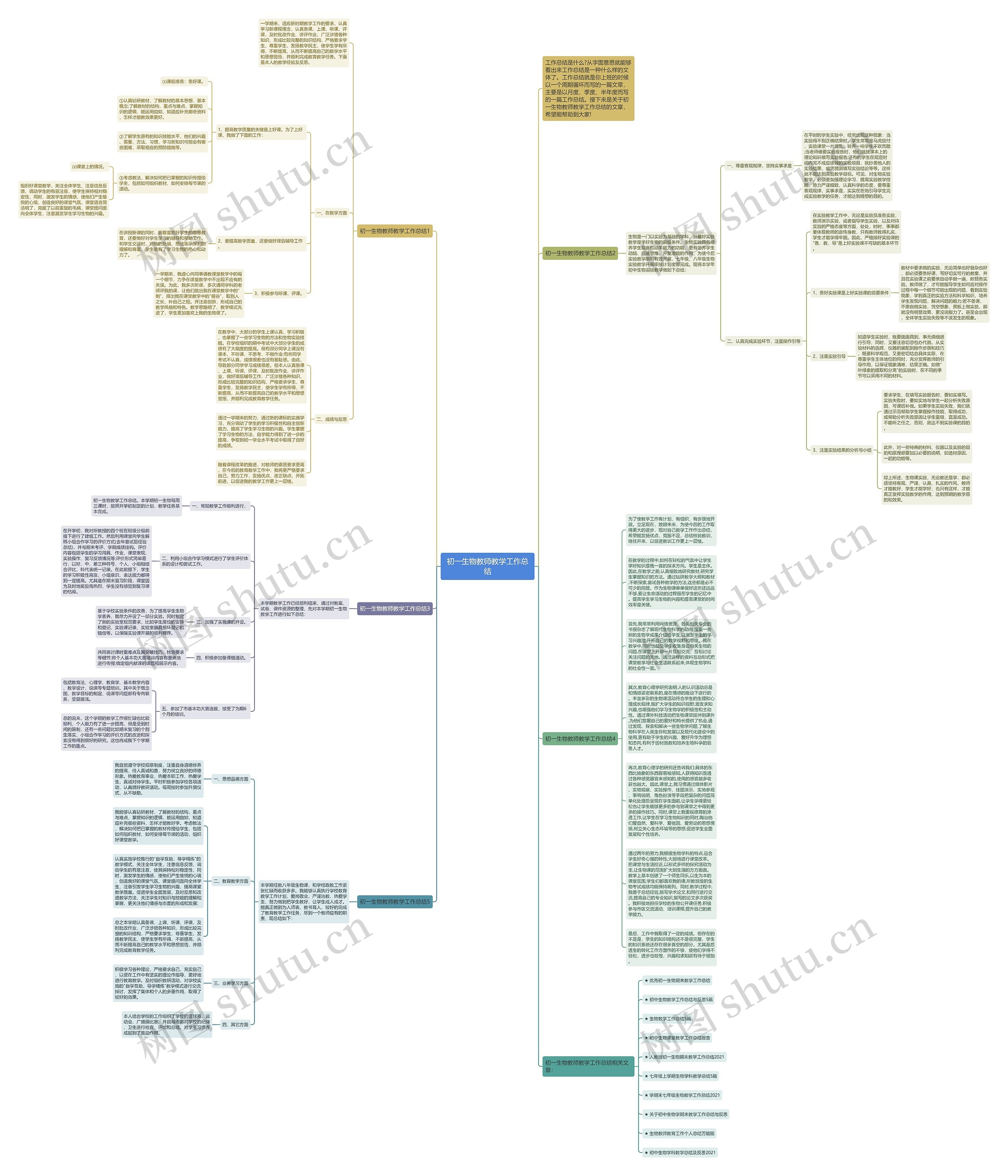 初一生物教师教学工作总结思维导图