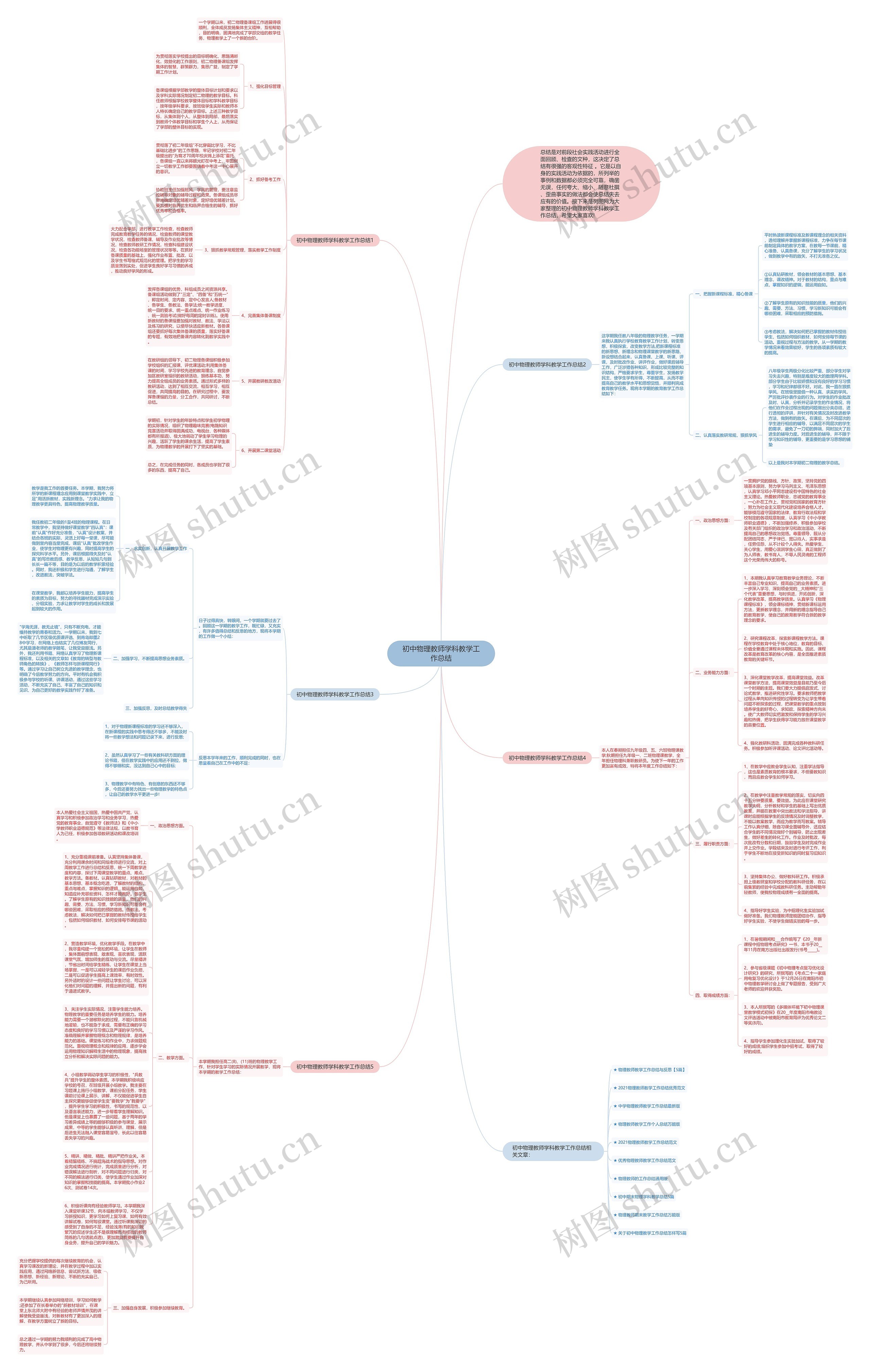 初中物理教师学科教学工作总结思维导图