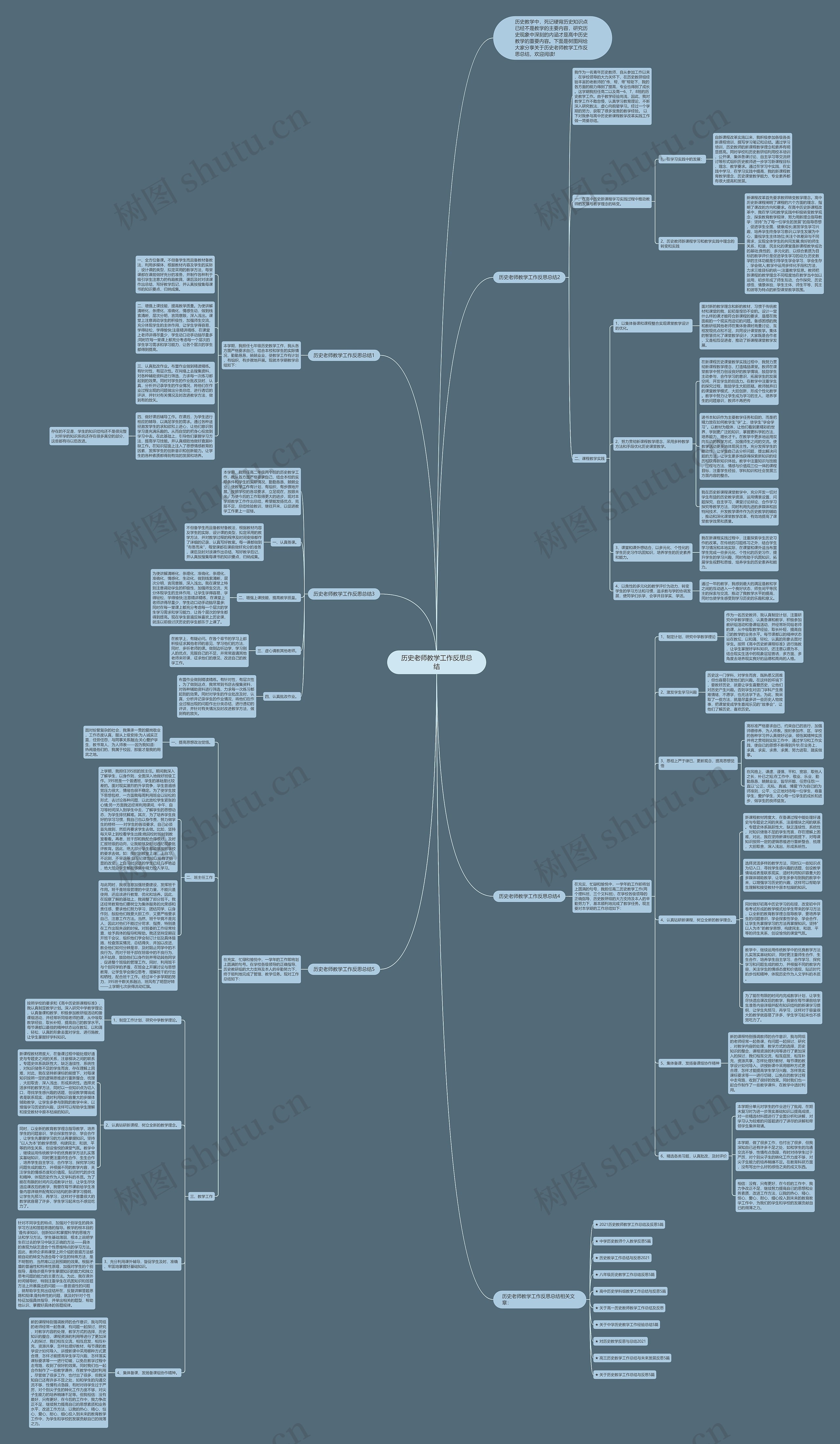 历史老师教学工作反思总结思维导图