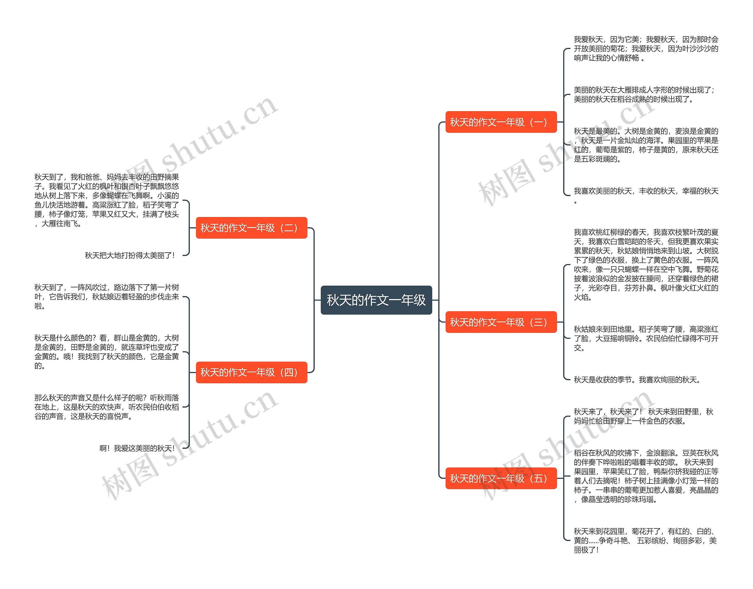 秋天的作文一年级思维导图