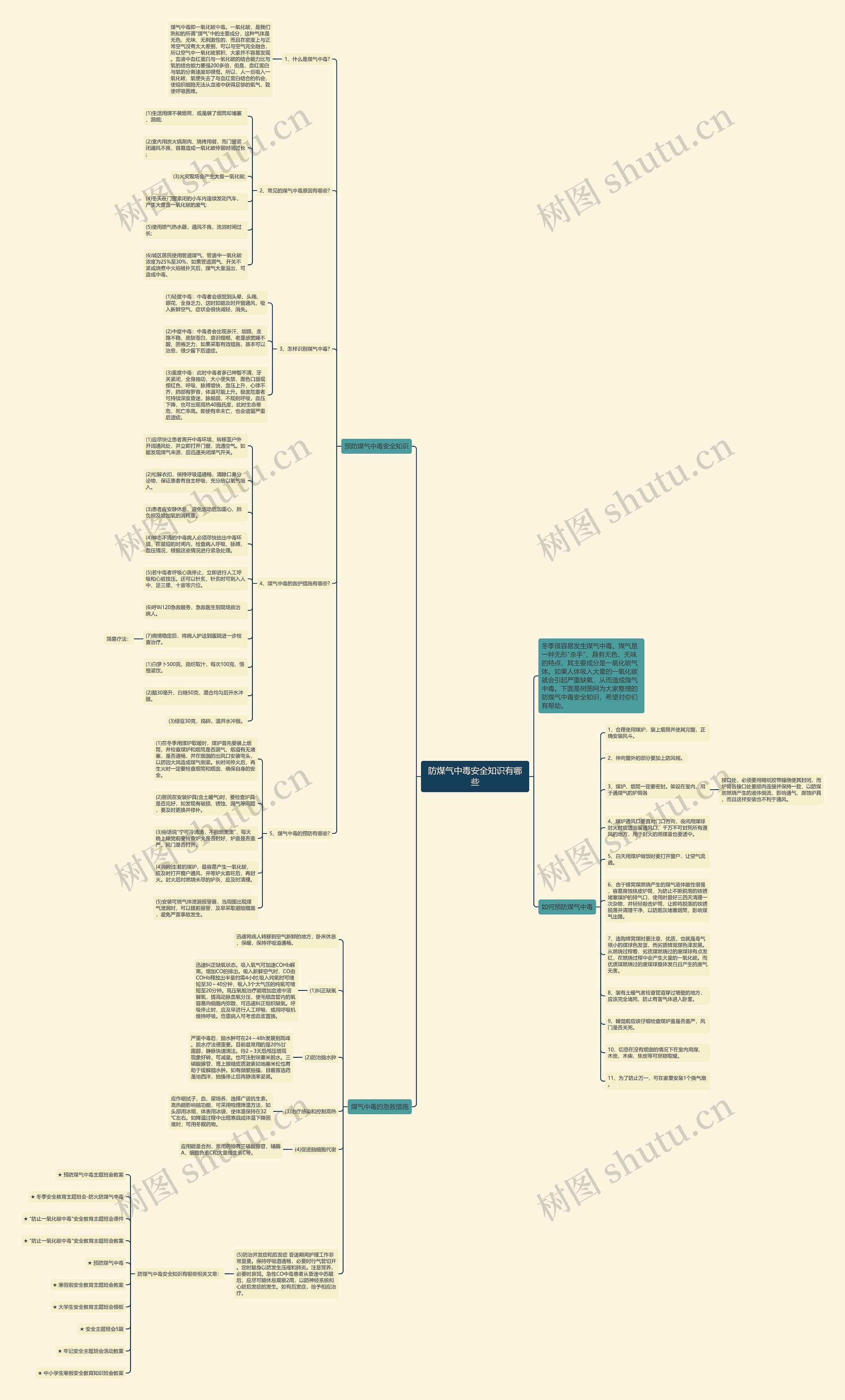 防煤气中毒安全知识有哪些思维导图