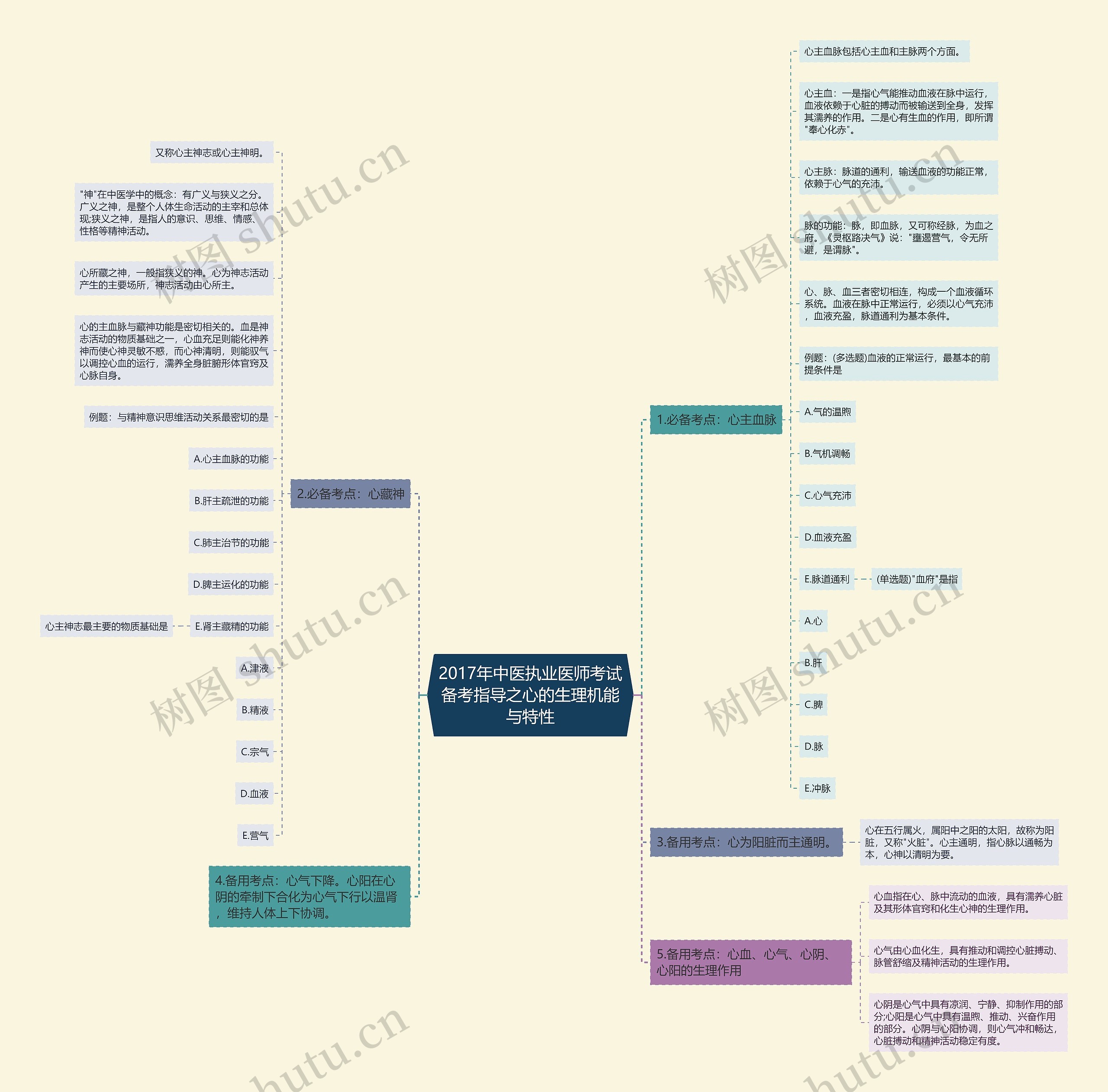2017年中医执业医师考试备考指导之心的生理机能与特性思维导图