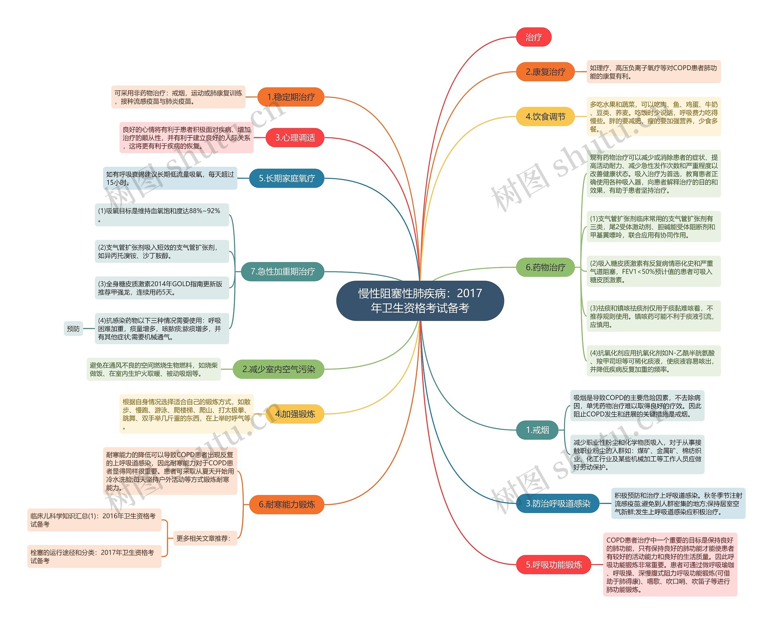 慢性阻塞性肺疾病：2017年卫生资格考试备考思维导图