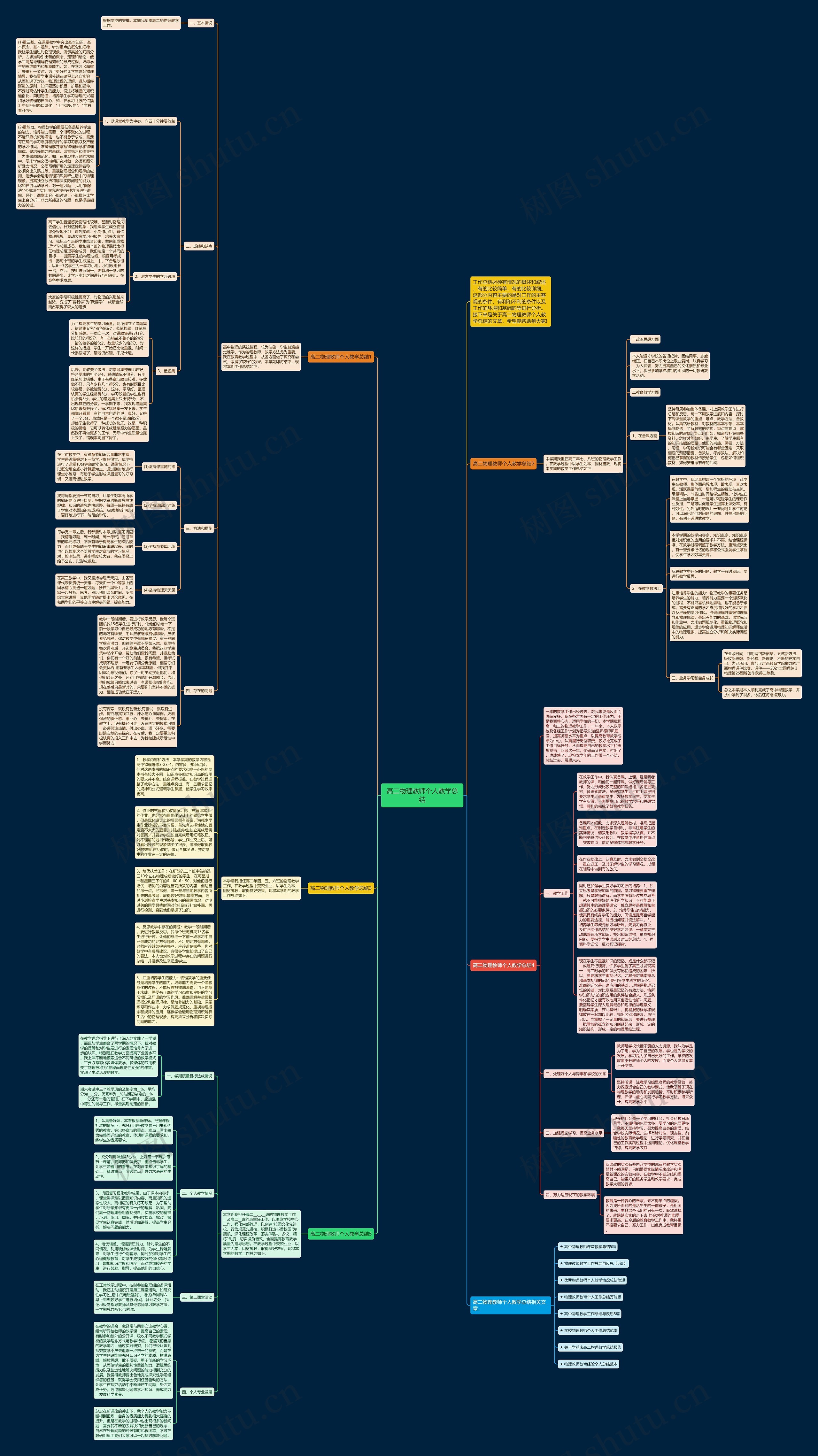 高二物理教师个人教学总结思维导图